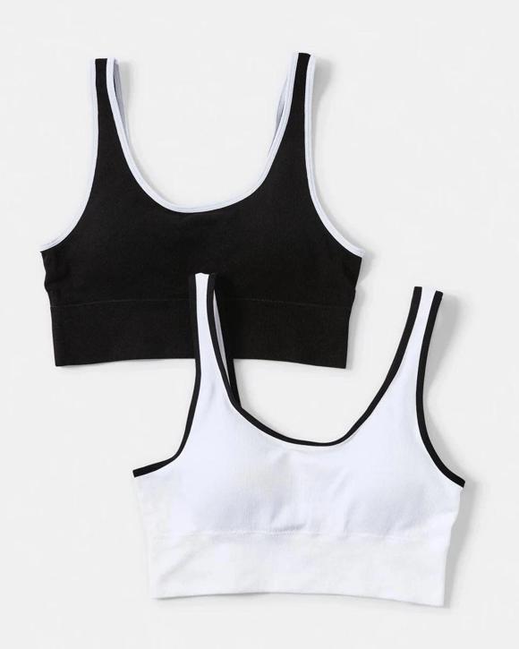 2 Pack Wirefree Seamfree Trim Crop Top