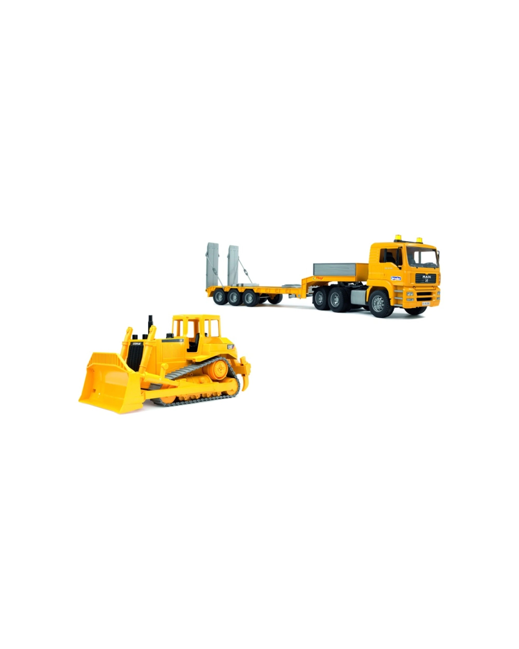 2 Bruder MAN TGA Low Loader With CAT Bulldozer Limited Edition Kids Toy - Yellow, 2 of 4