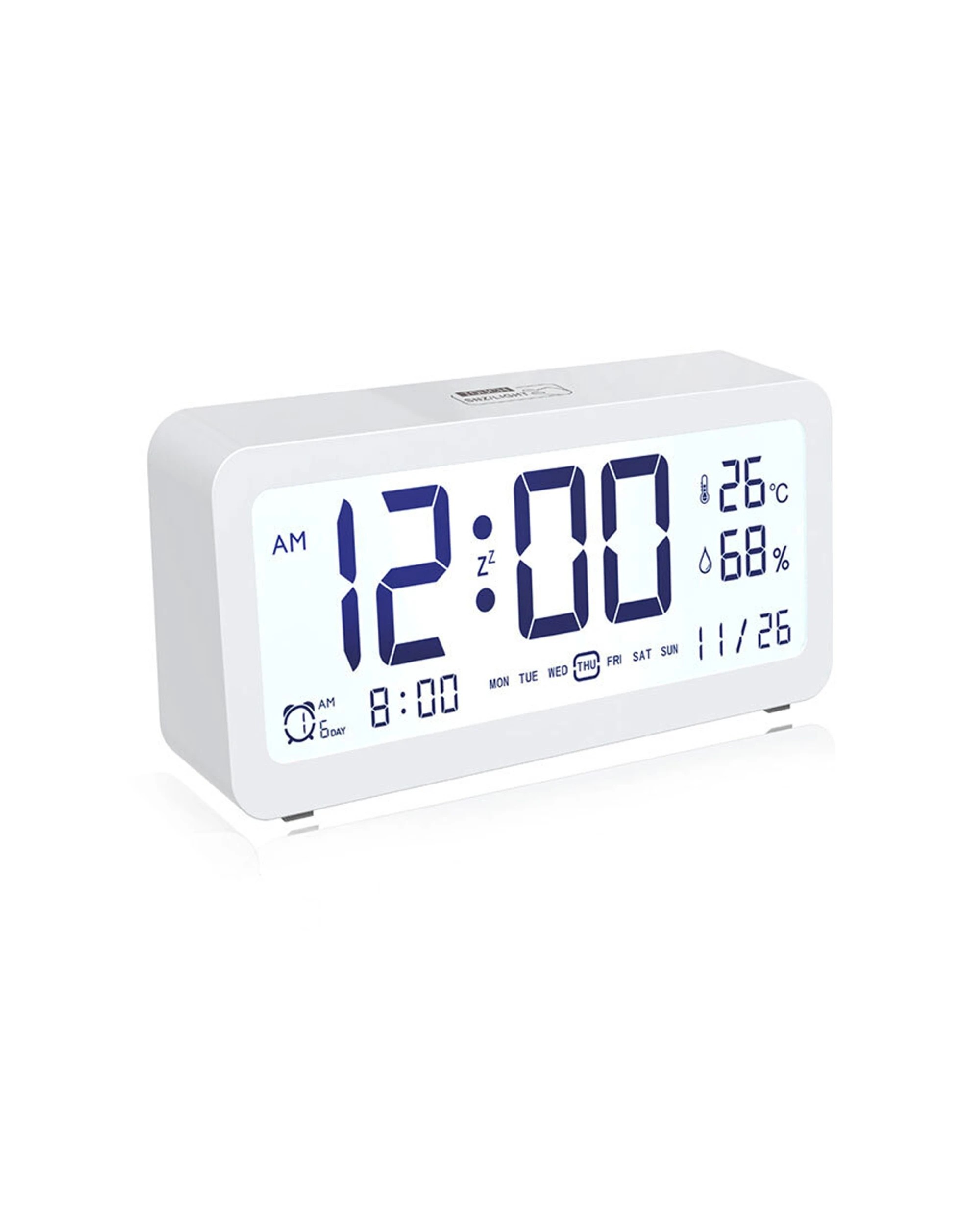 3 Sansai LED LCD Digital 12/24h Alarm Snooze Clock Date Temperature 7 Inch - White, 3 of 5