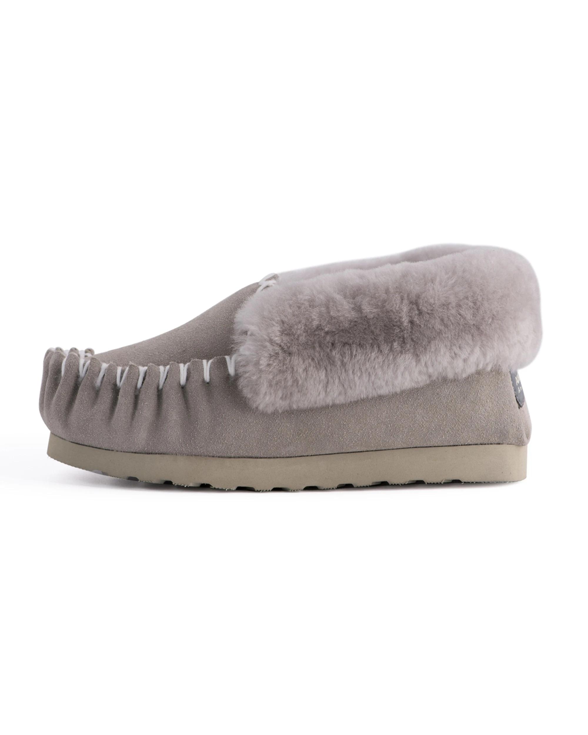 4 AUS WOOLI Hand Stitched Womens Sheepskin Moccasin LIGHTGREY, 4 of 7