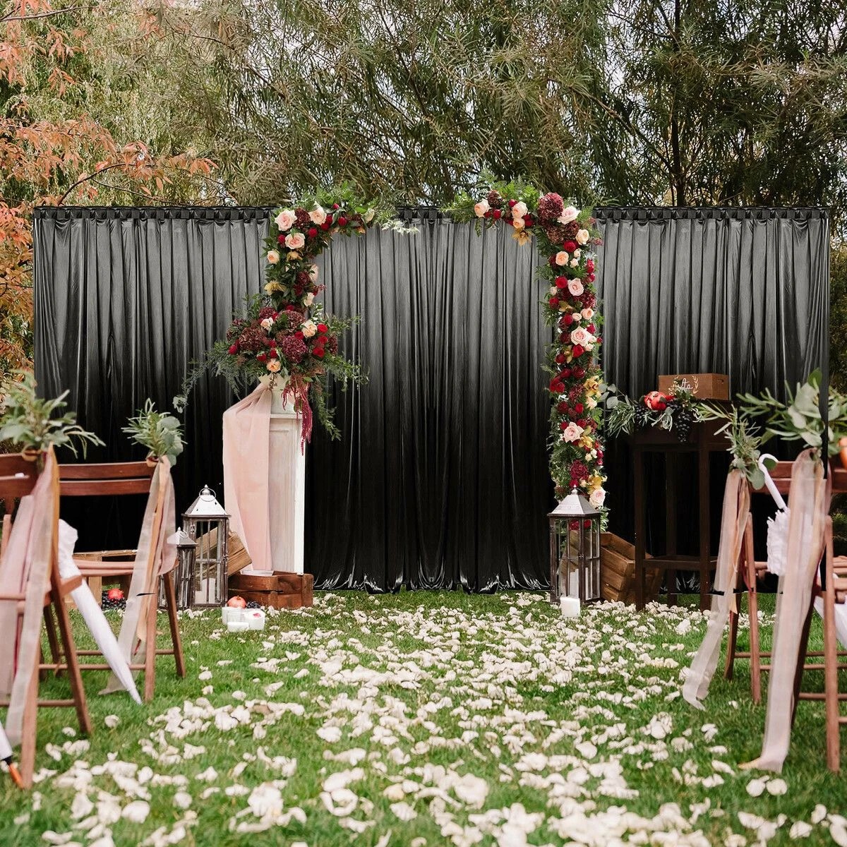 5 AUSWAY 3x6m Black Backdrop Curtain Silk Drape Background, 5 of 6