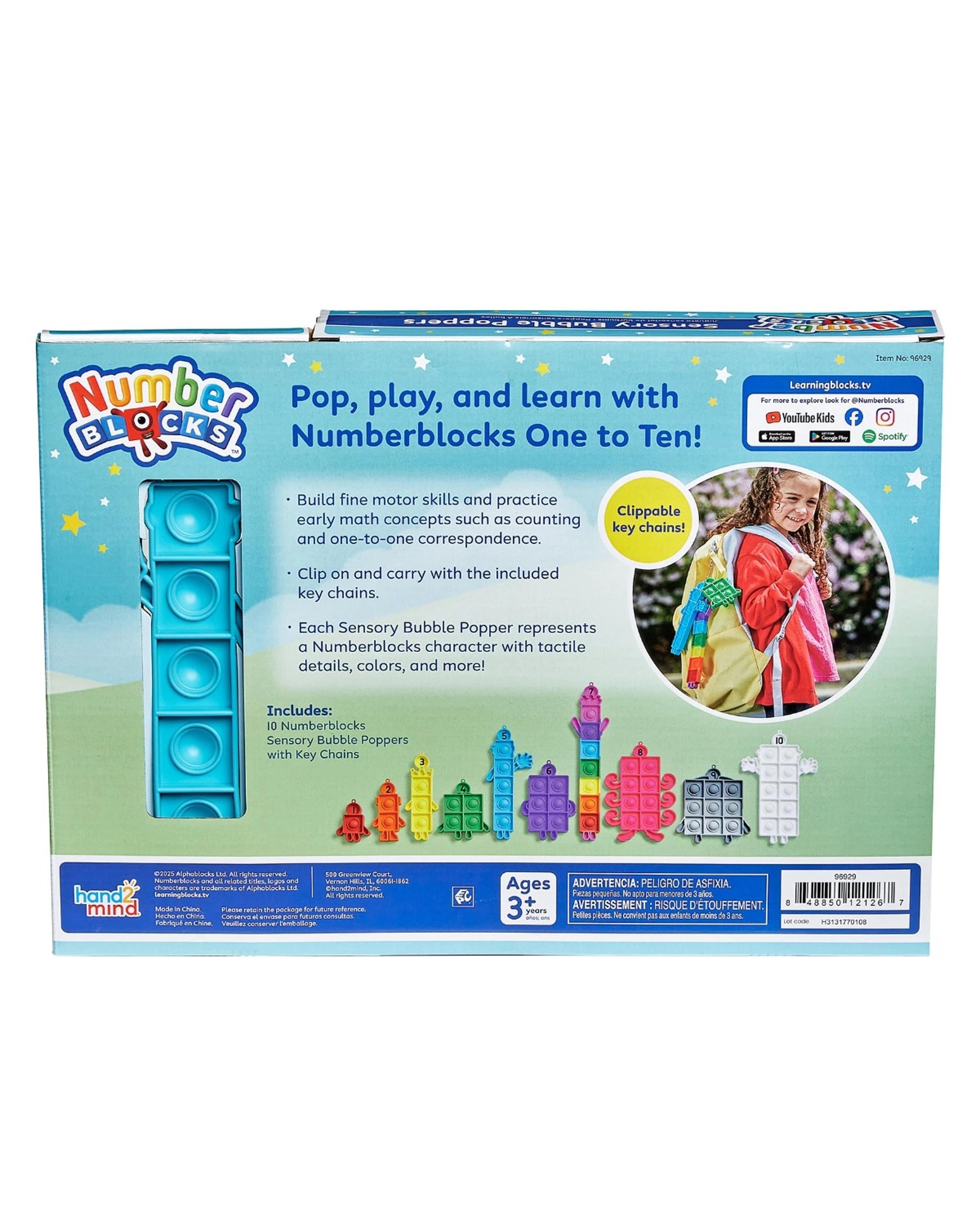 6 Numberblocks Sensory Bubble Poppers One to Ten 10pc Set, 6 of 6