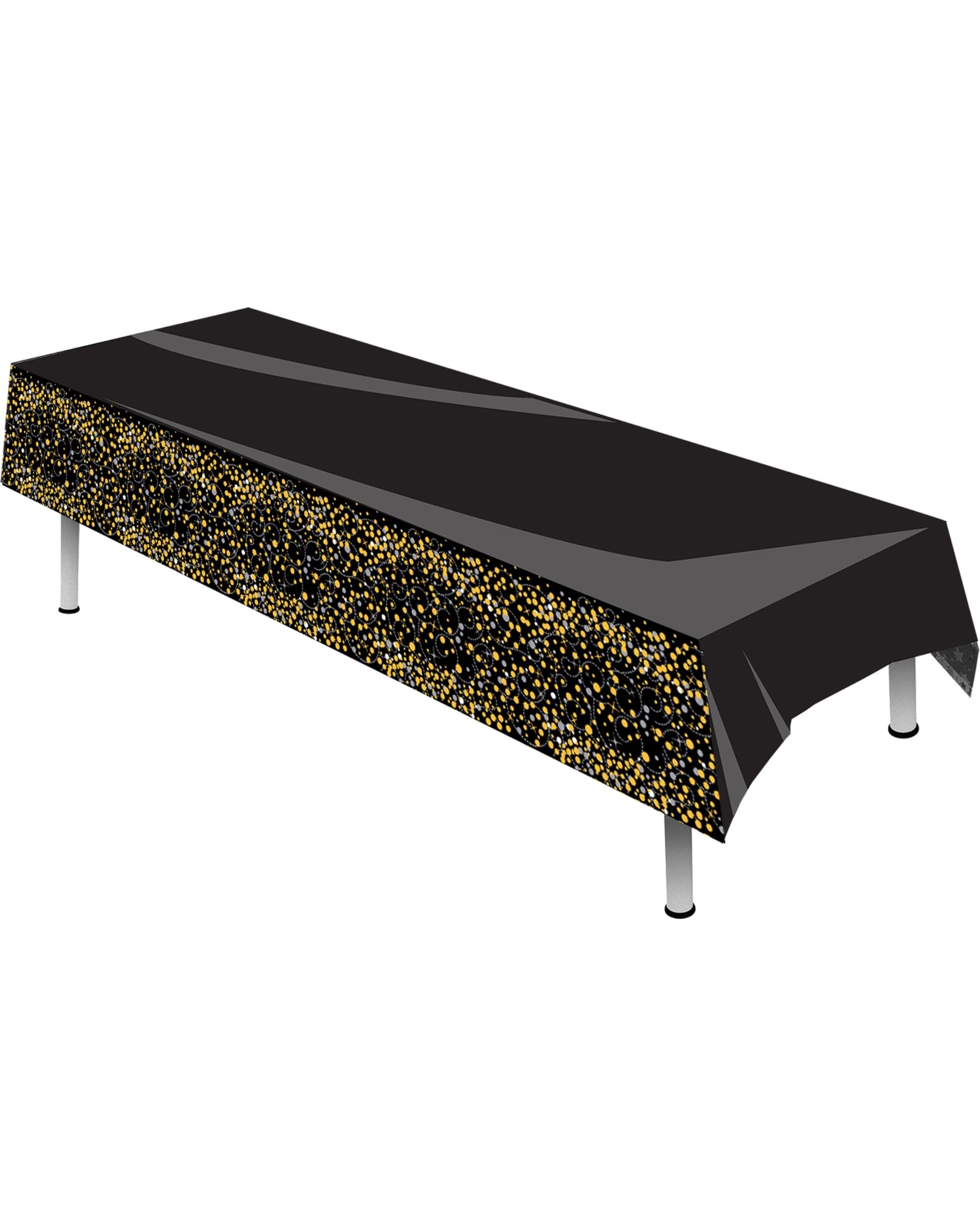 2 Alpen Sparkling Fizz Black and Gold Plastic Tablecloth, 2 of 2