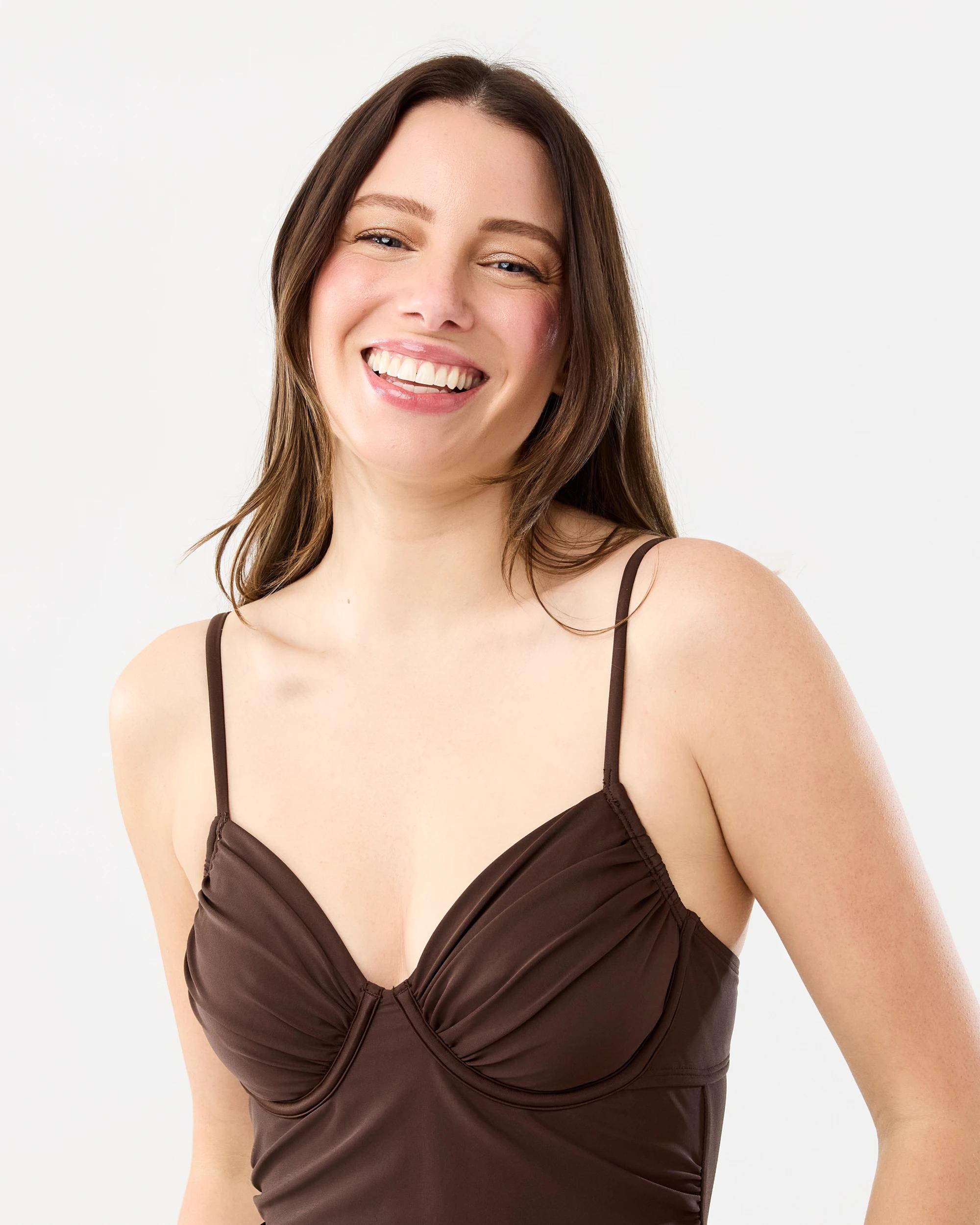 4 Gathered Cup One Piece Swimsuit Melt Brown, 4 of 7