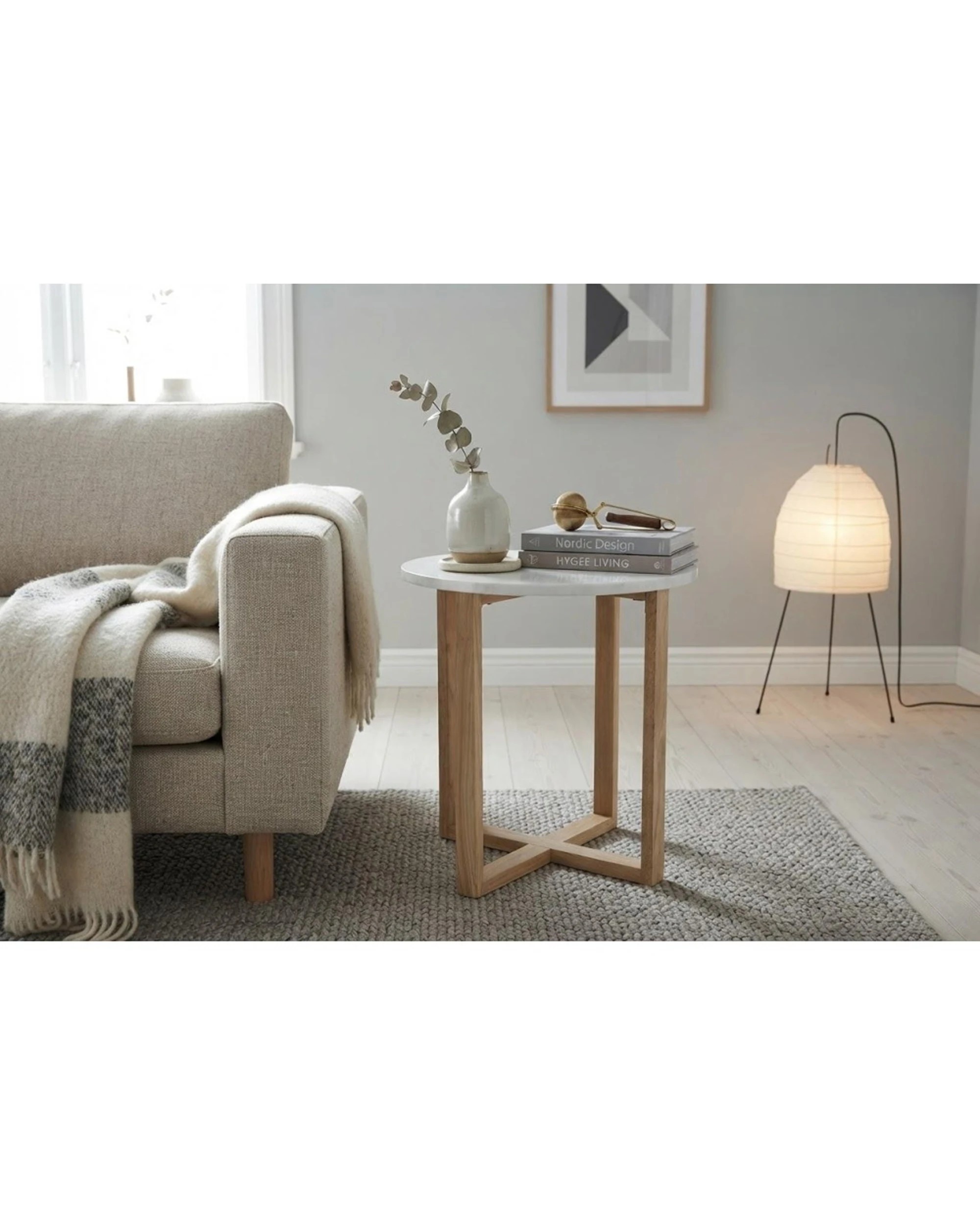 6 Codu Lyra Side Table Marble Top 60x50x50cm - White, 6 of 9