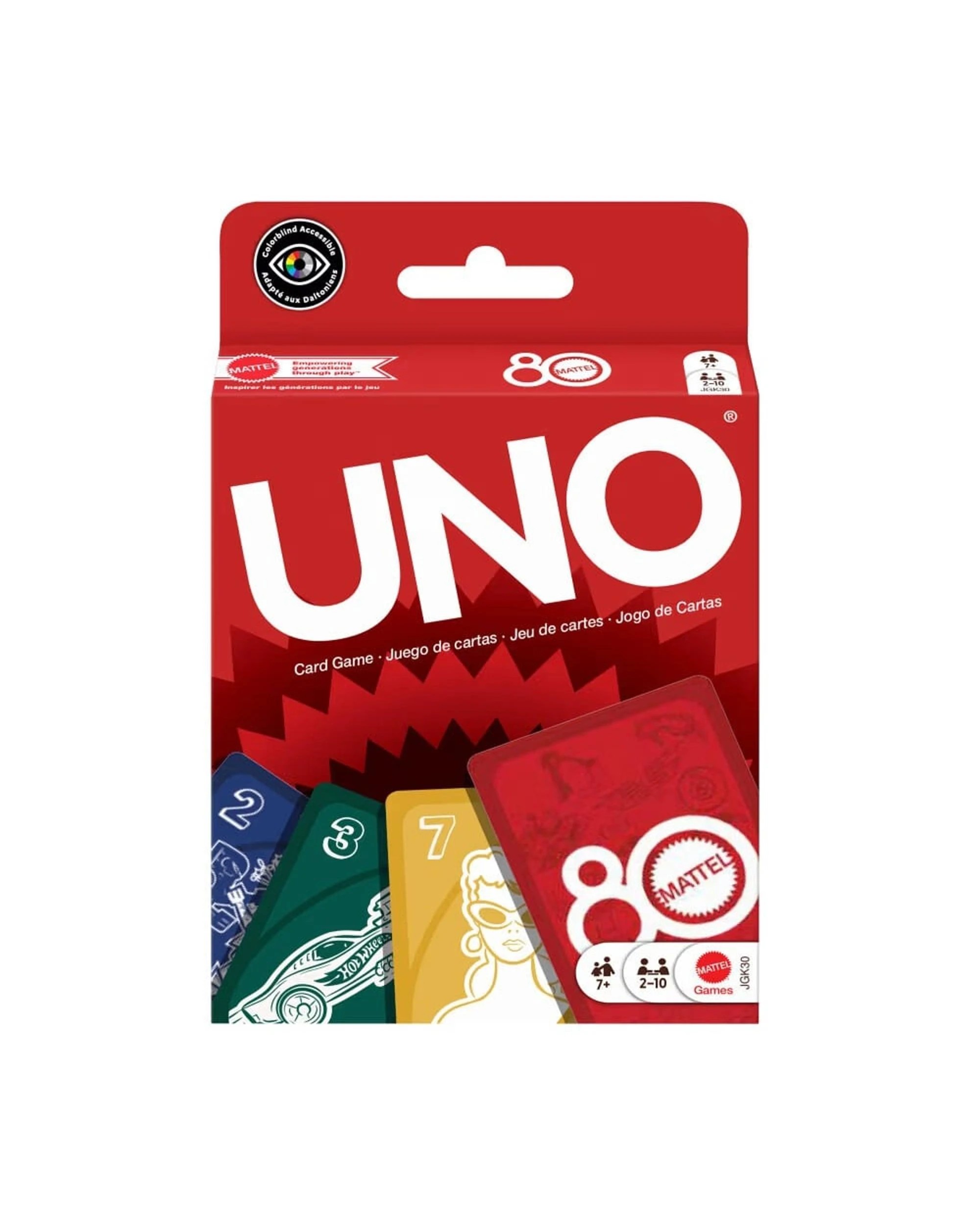 1 UNO Mattel 80th Anniversary Ruby Red Card Game, 1 of 6