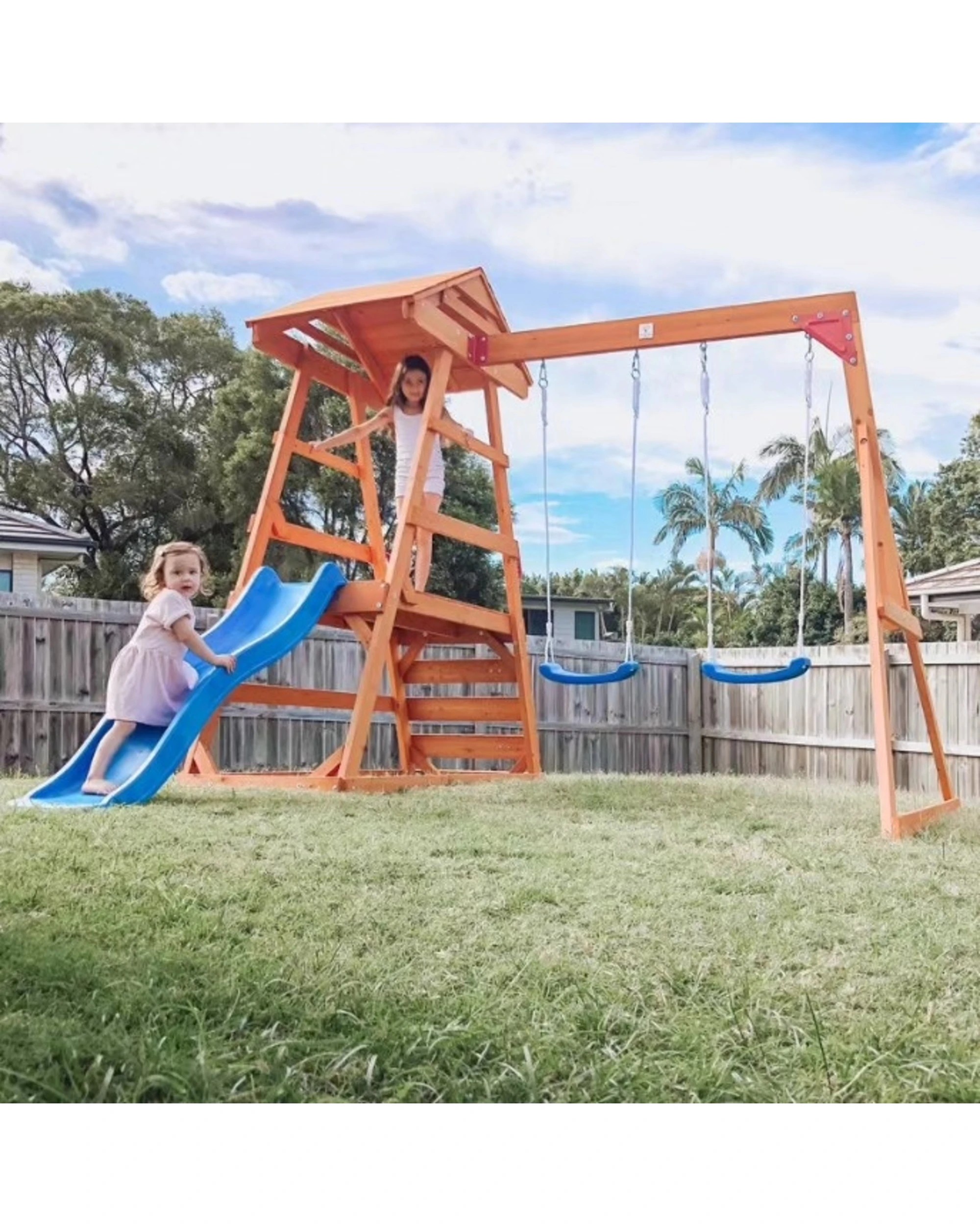 4 Hide & Seek Kids Milo Swing Set with Slide & Climbing Wall - Pearl - White, 4 of 7