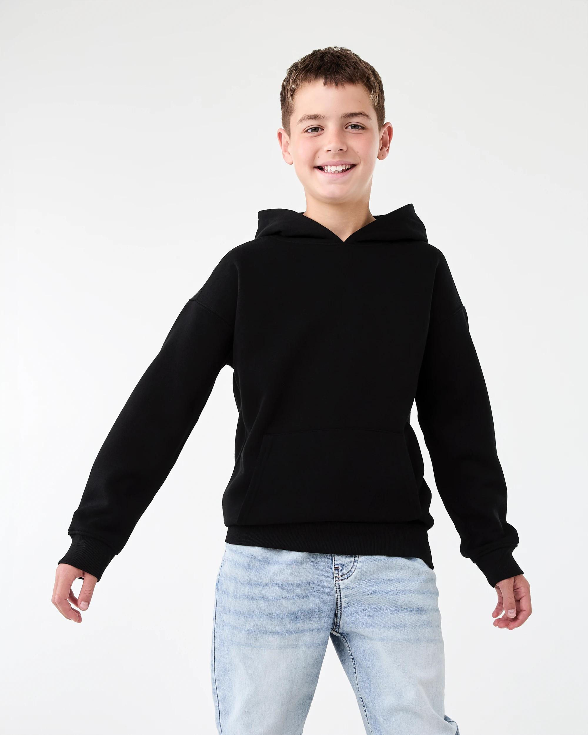 1 Oversized Plain Hoodie Black, 1 of 6