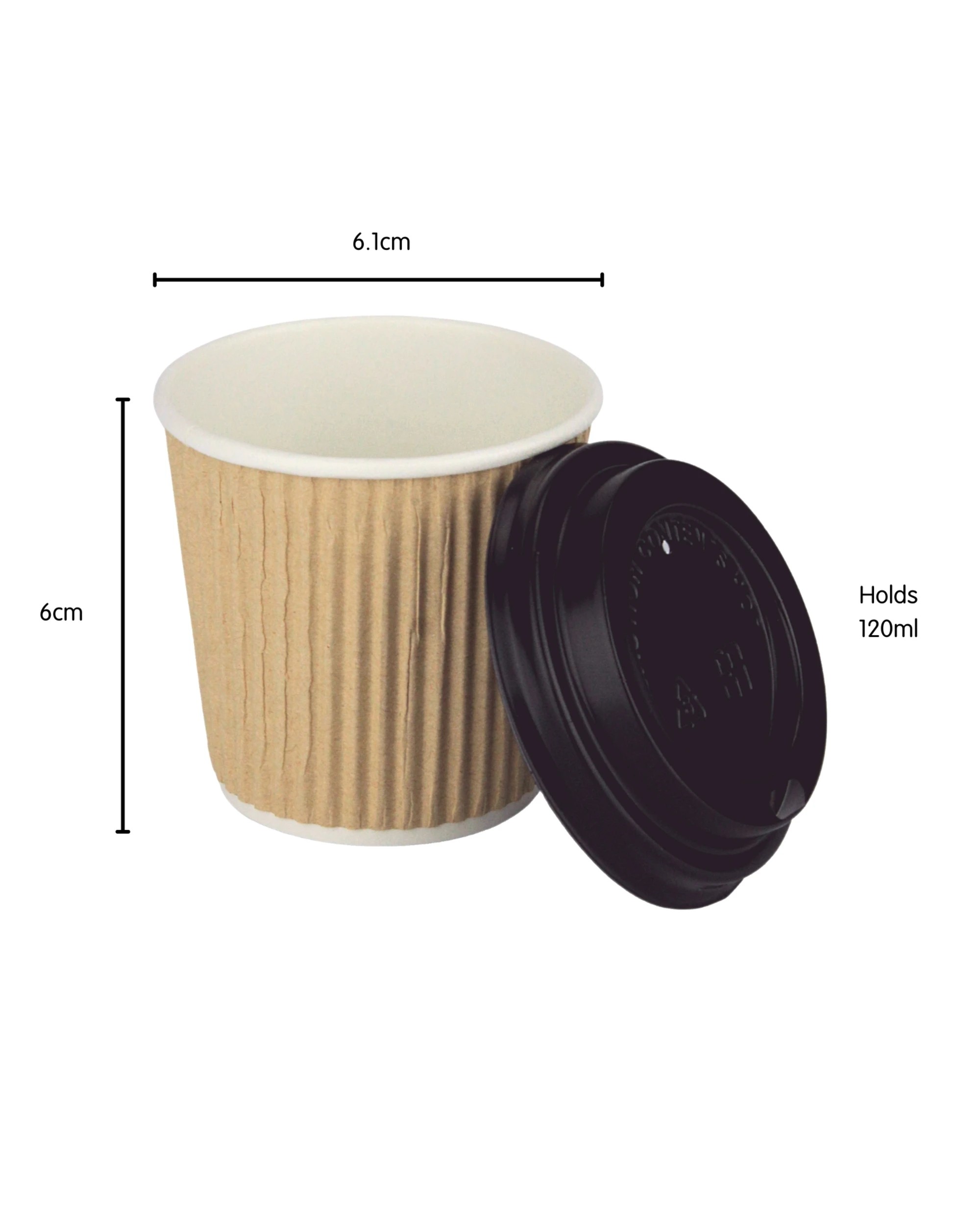 5 Lemon & Lime Ripple Double Wall 120ml Paper Coffee Cups With Lids Pack of 15, 5 of 5