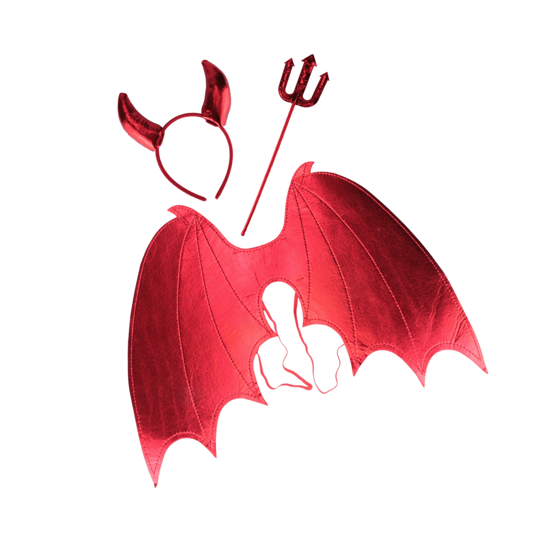 1 Uncle Bills Metallic Red Devil Headband, Trident and Wings Set, 1 of 3