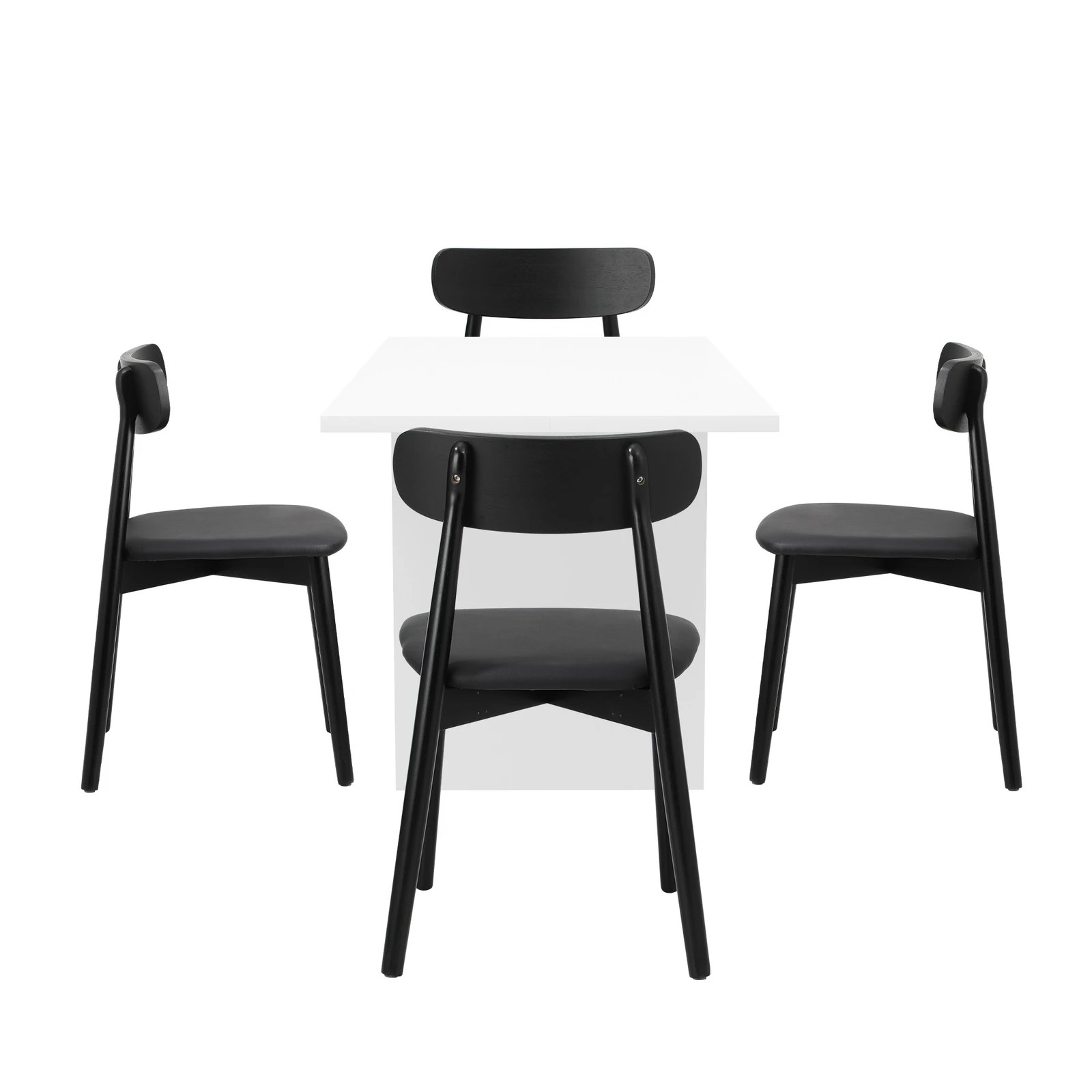 8 Oikiture 4-Seater Dining Table and Chairs Wooden Furniture Set - Black, 8 of 9