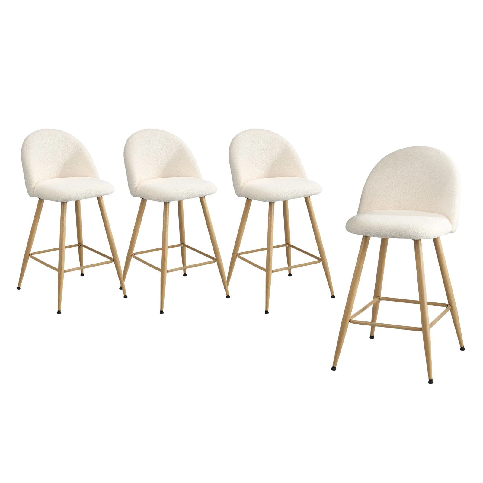 1 Oikiture 4x Bar Stools Kitchen Dining Chairs Counter Stool Boucle Padded Stools
 - Beige, 1 of 10