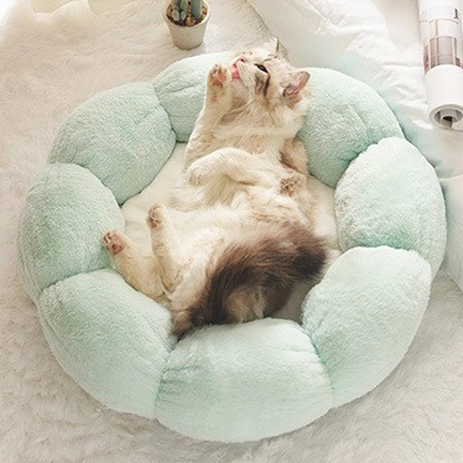 4 TODO Pet Nesting Bed 55cm Diameter Soft Warm Dog Cat Sleeping Bed - Light Blue, 4 of 4