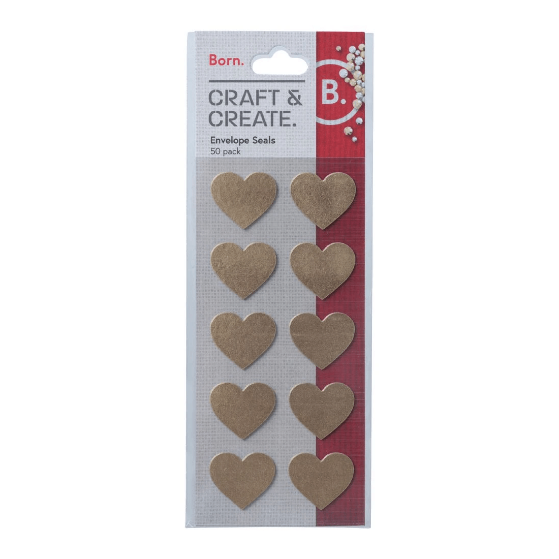 1 Born Envelope Seals 50 Pack Gold Heart, 1 of 2