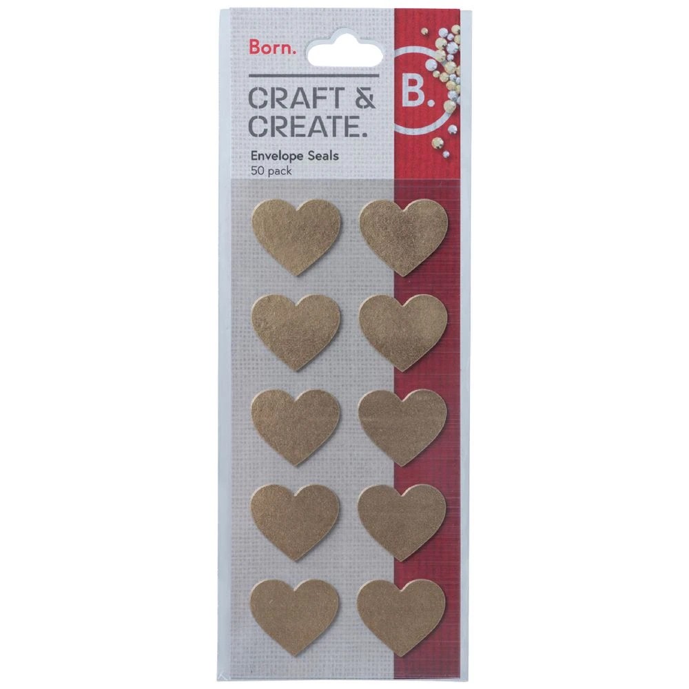 1 Born Envelope Seals 50 Pack Gold Heart, 1 of 2