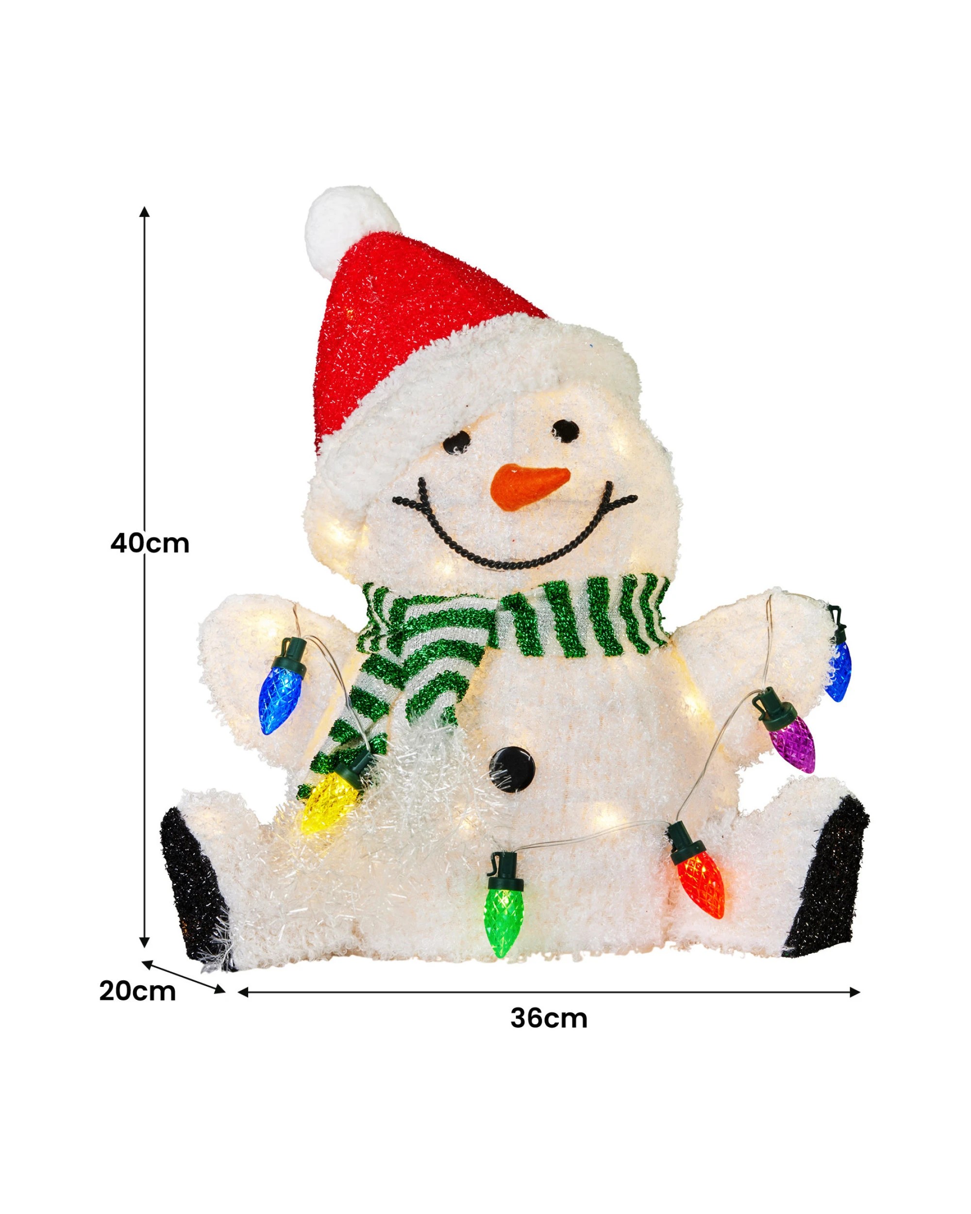 4 Christabelle Sitting Christmas Snowman Display With Lights - 40cm, 4 of 7