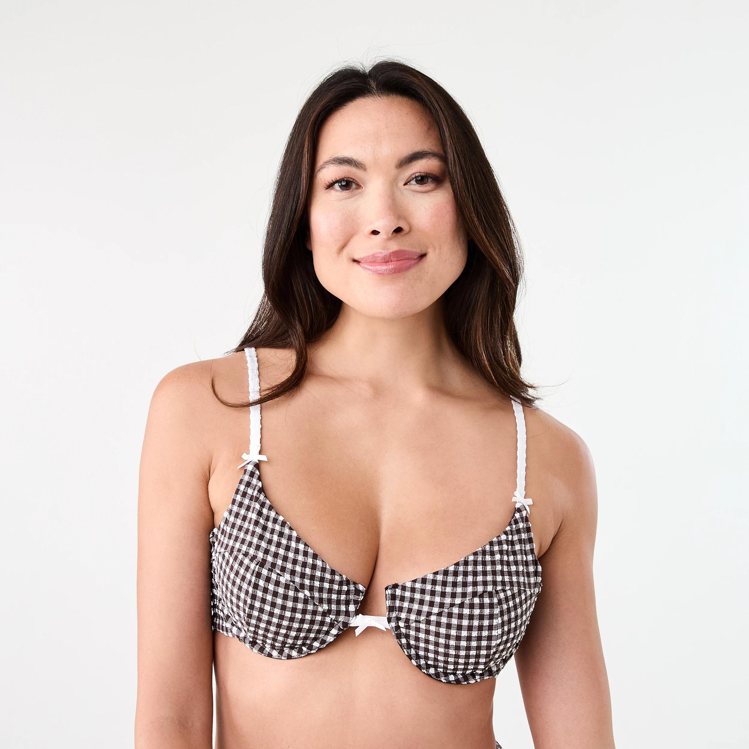 1 Gingham Underwire Bikini Top BROWN GINGHAM, 1 of 7