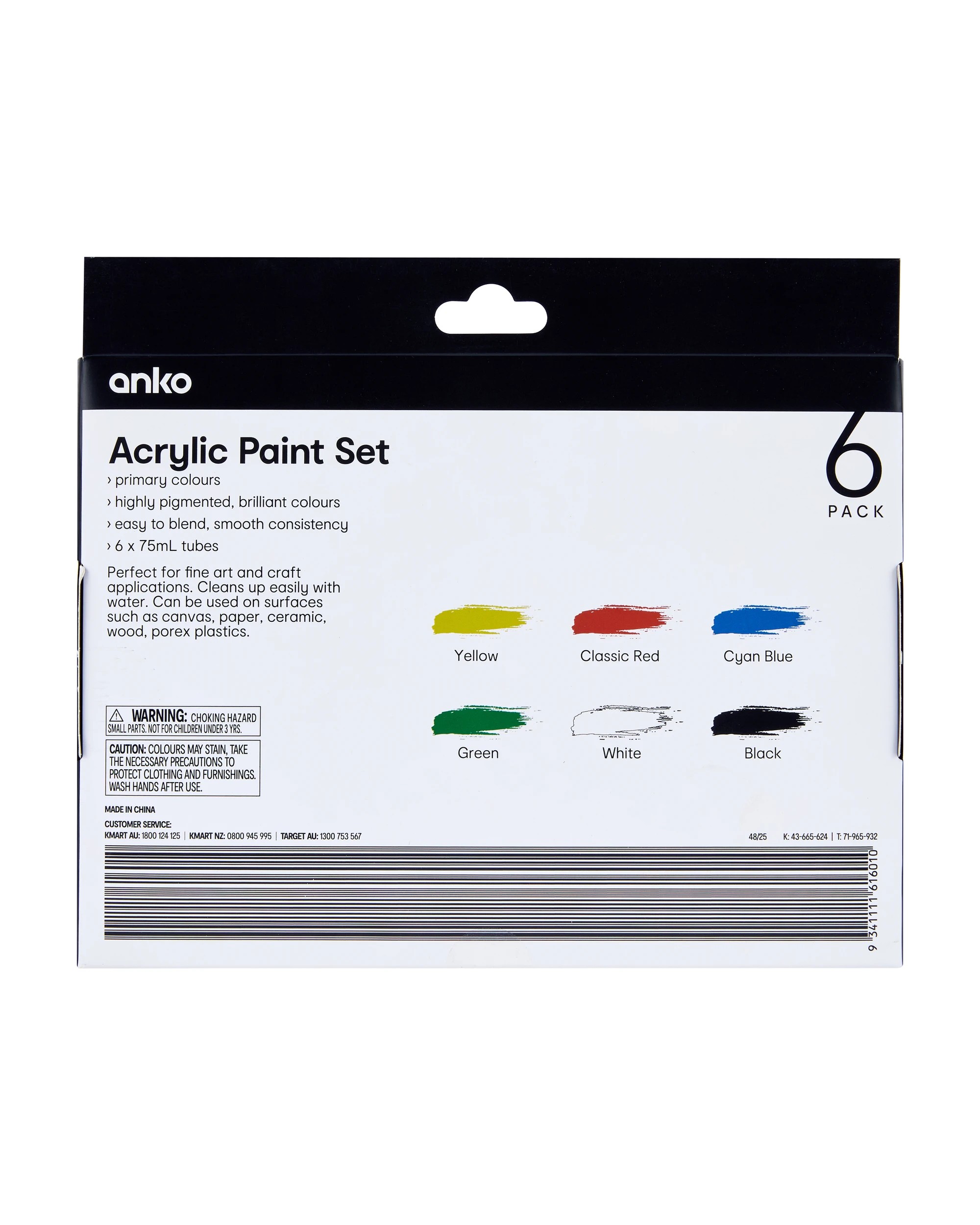 3 6 Pack Acrylic Paint Set - Primary, 3 of 3
