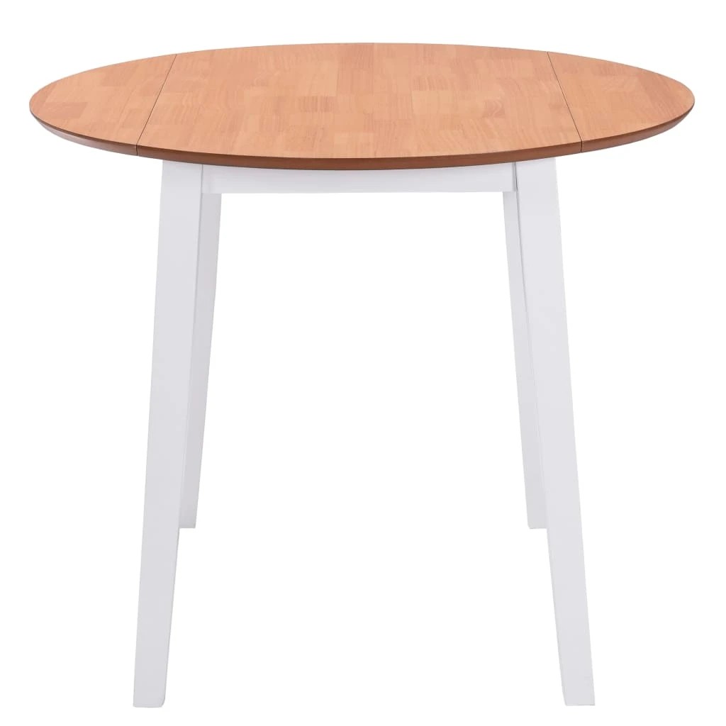 1 Vidaxl Drop-leaf Dining Table Round Mdf - White, 1 of 7