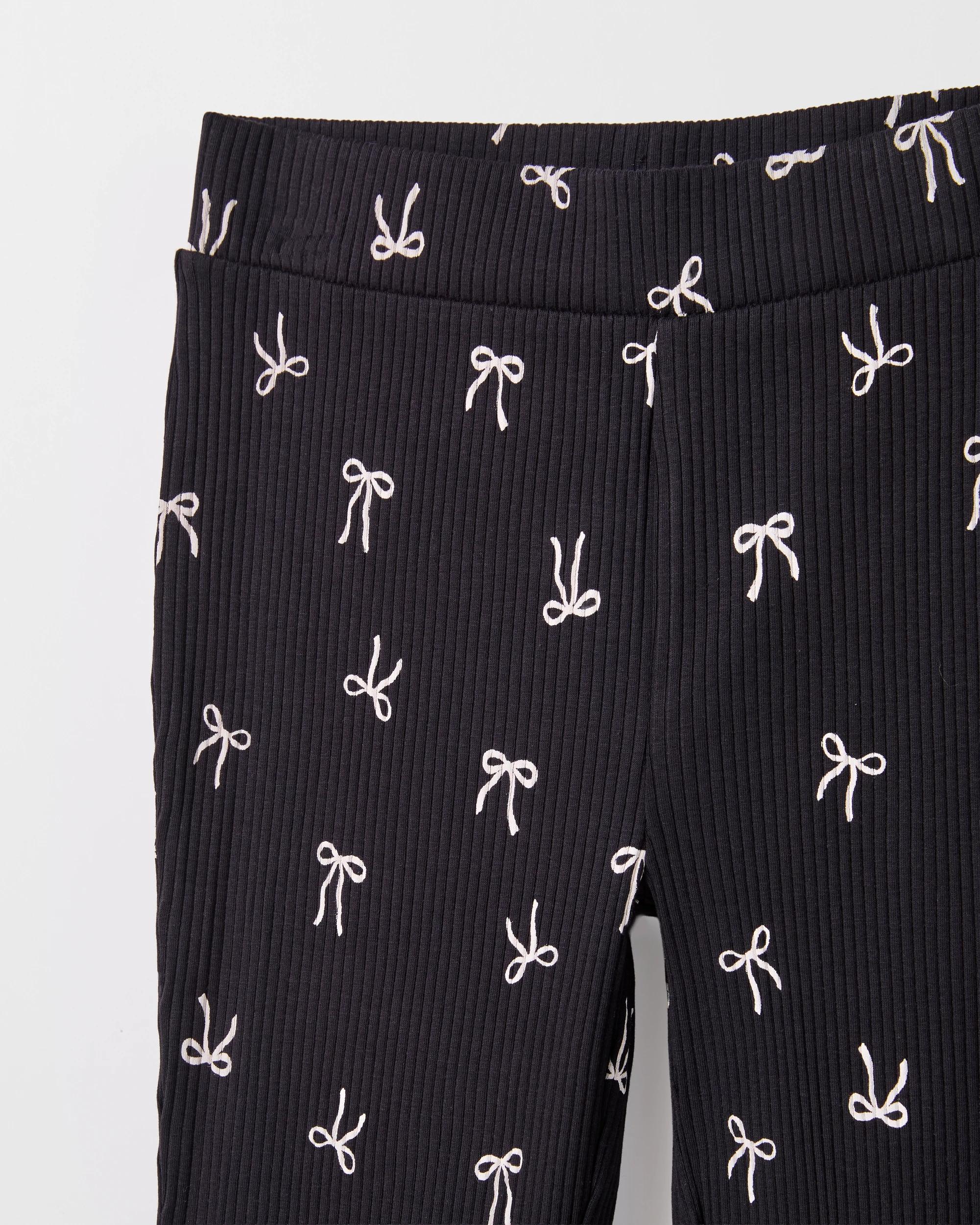 2 Target Kids Australian Cotton Rib Flare Leggings BLACK BOWS, 2 of 2