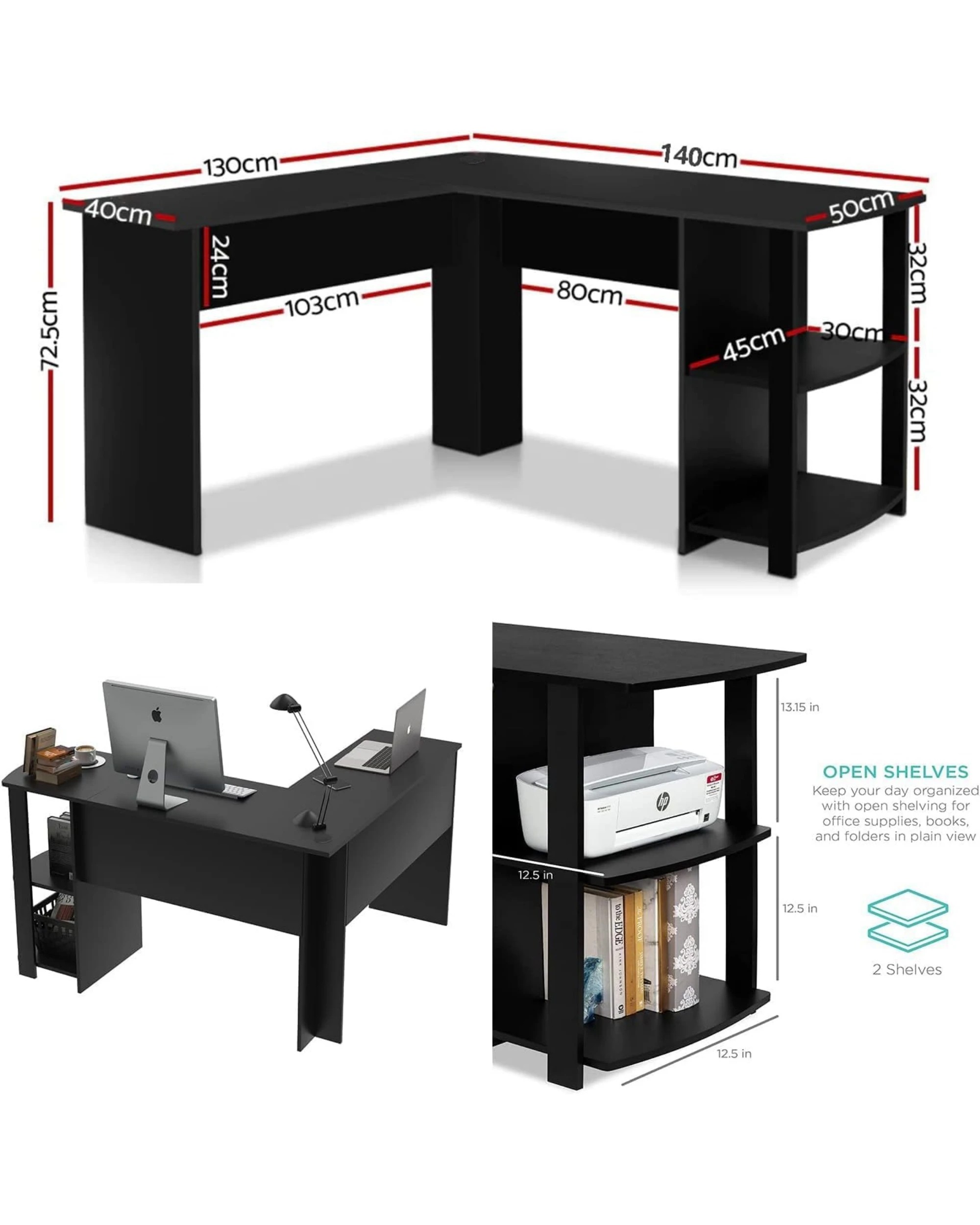 2 Advwin  L Shaped Computer Desk Office Desk Corner Study Table, 2 of 5