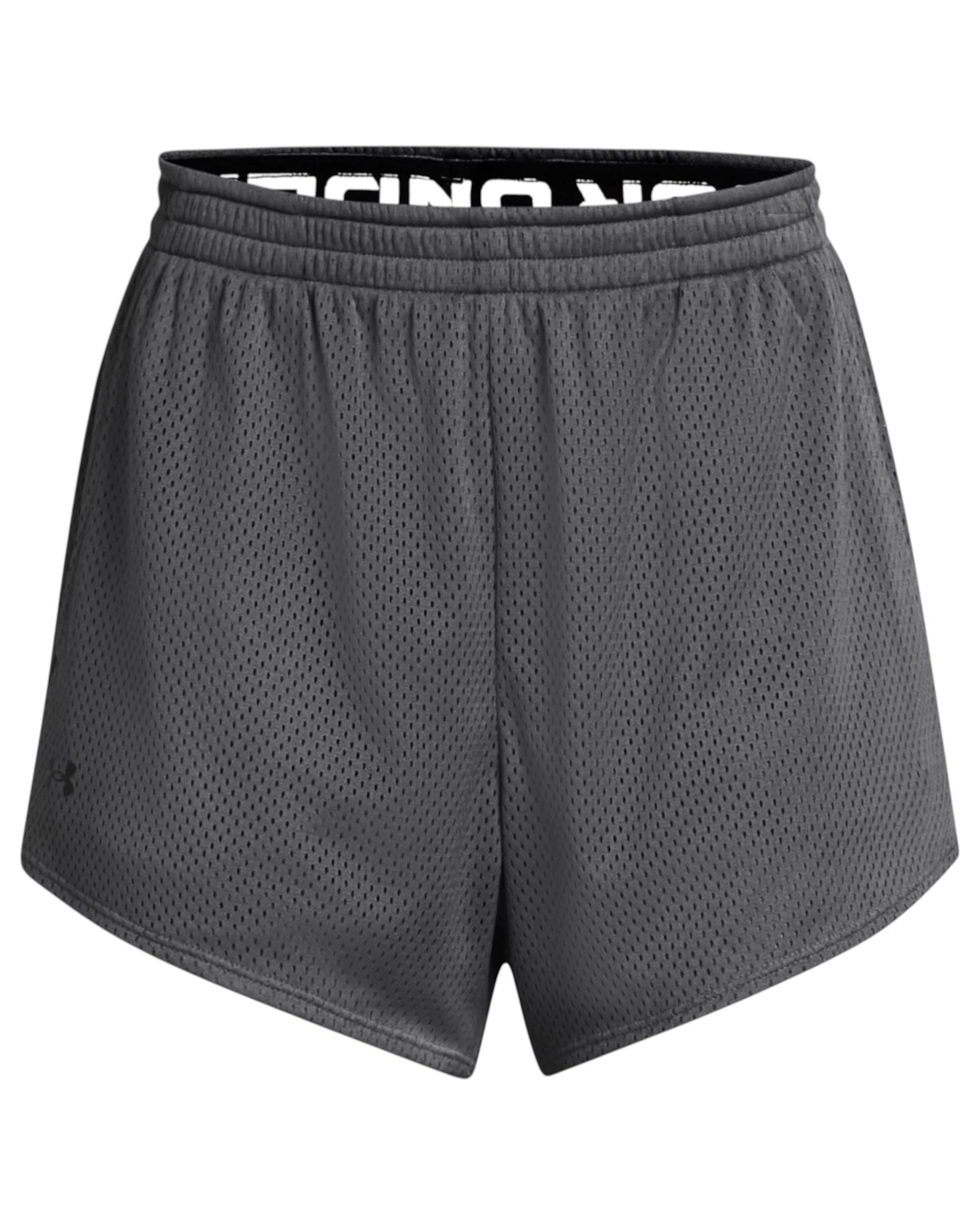 1 Under Armour Women Tech Mesh 3 Inch Charcoal Athletic Shorts CHARCOAL, 1 of 6