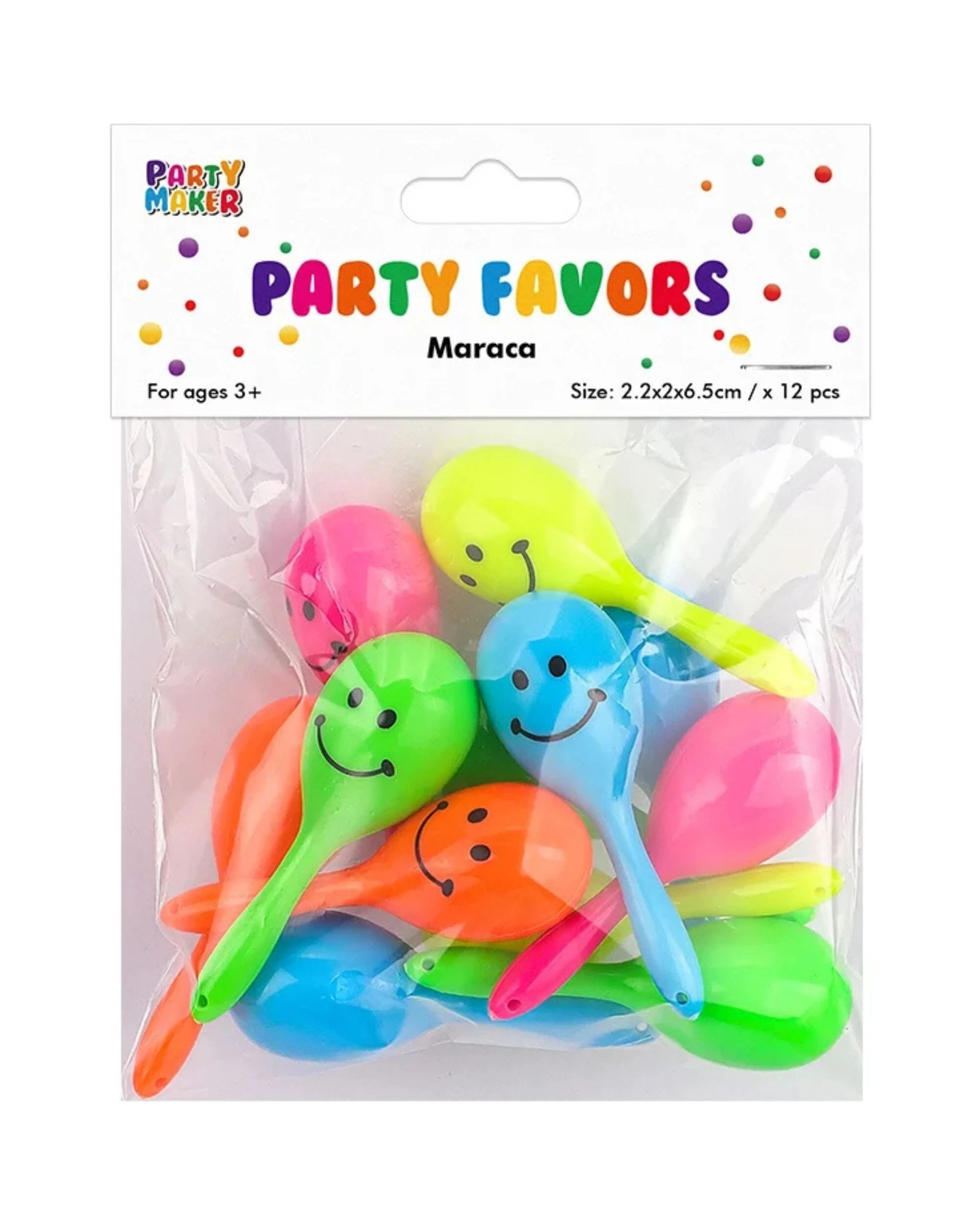 5 Party Maker Neon Smiley Face Mini Maracas Pack of 12 - Multi, 5 of 5