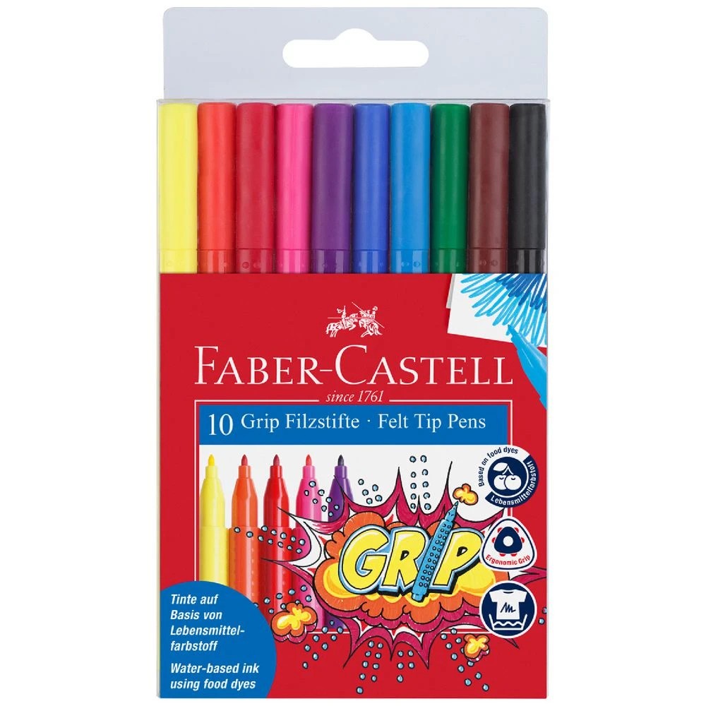 1 Faber-Castell Grip Triangular Coloured Markers 10 Pack, 1 of 5