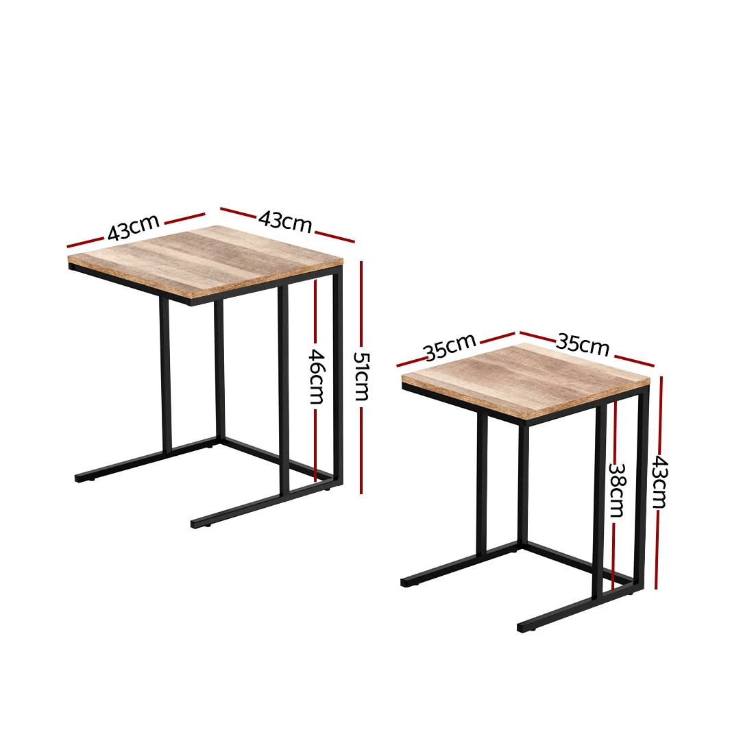 2 Artiss Nesting Coffee Table Sef of 2 Walnut Brok - Multi, 2 of 6