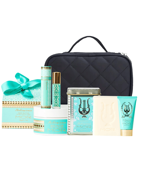 MOR Bohemienne Little Luxuries Pack - Soapette, Body Butter, Hand Cream, Perfume Oil - Blue