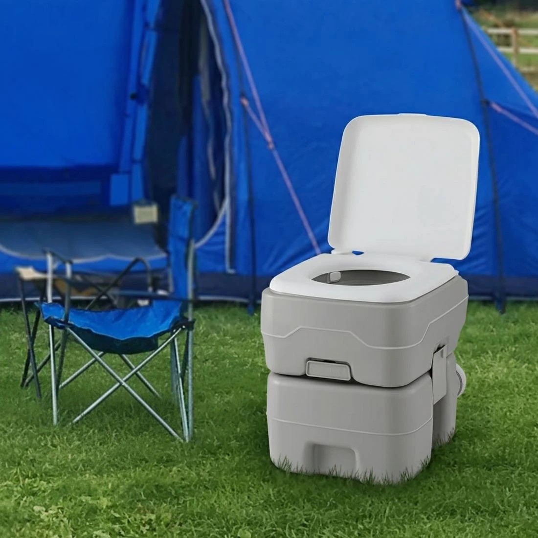 5 Weisshorn 20L Portable Camping Toilet Outdoor Flush Potty Boating - Grey, 5 of 8