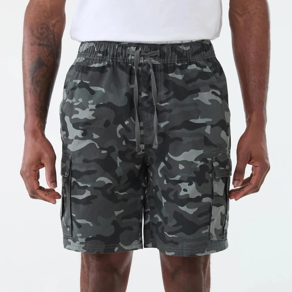 1 Elastic Waist Cargo Shorts URBAN CAMO ENDLESS GREY, 1 of 6