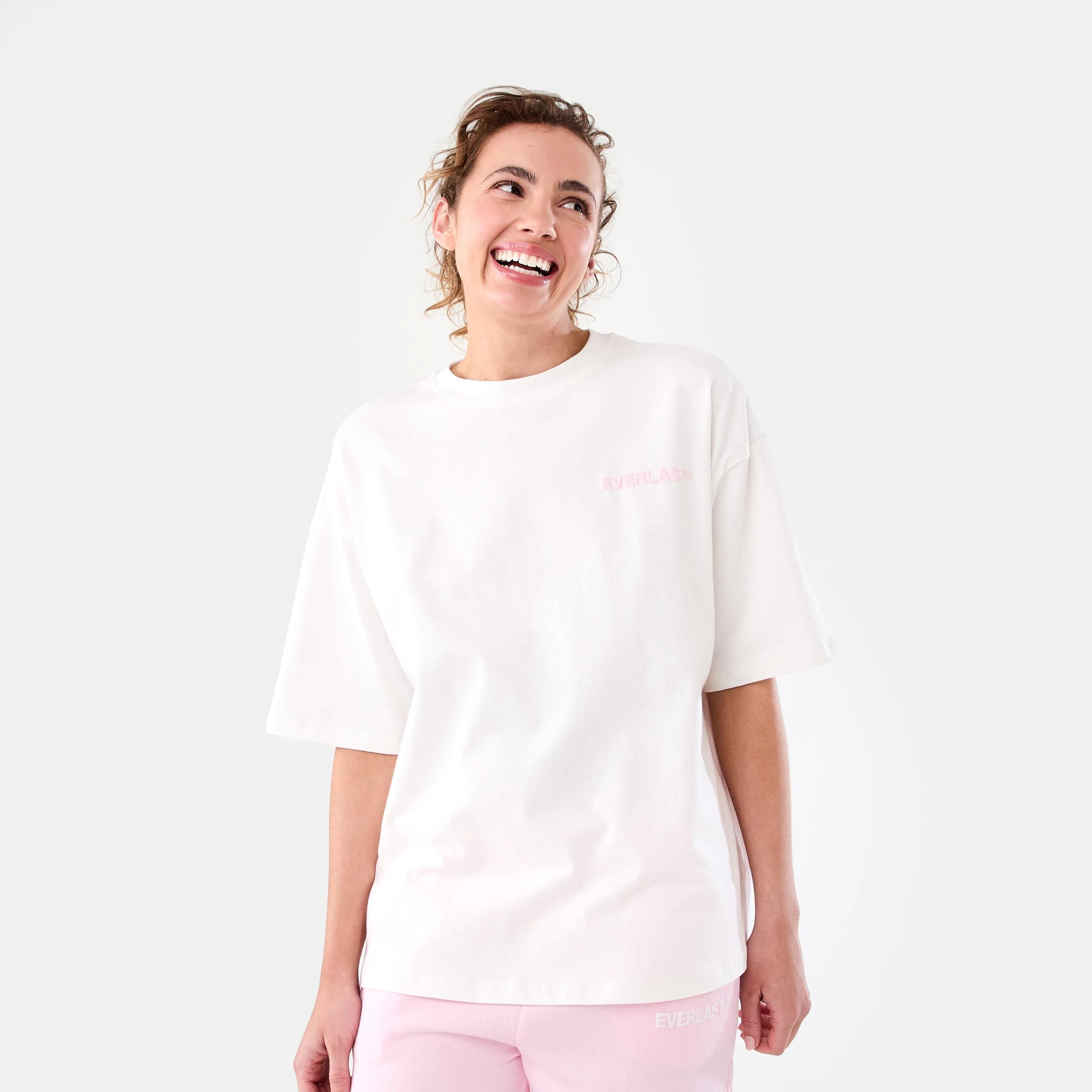 1 Everlast Womens Collegiate Boyfriend T-shirt EVERLAST SIMPLE LOGO CREAM, 1 of 7