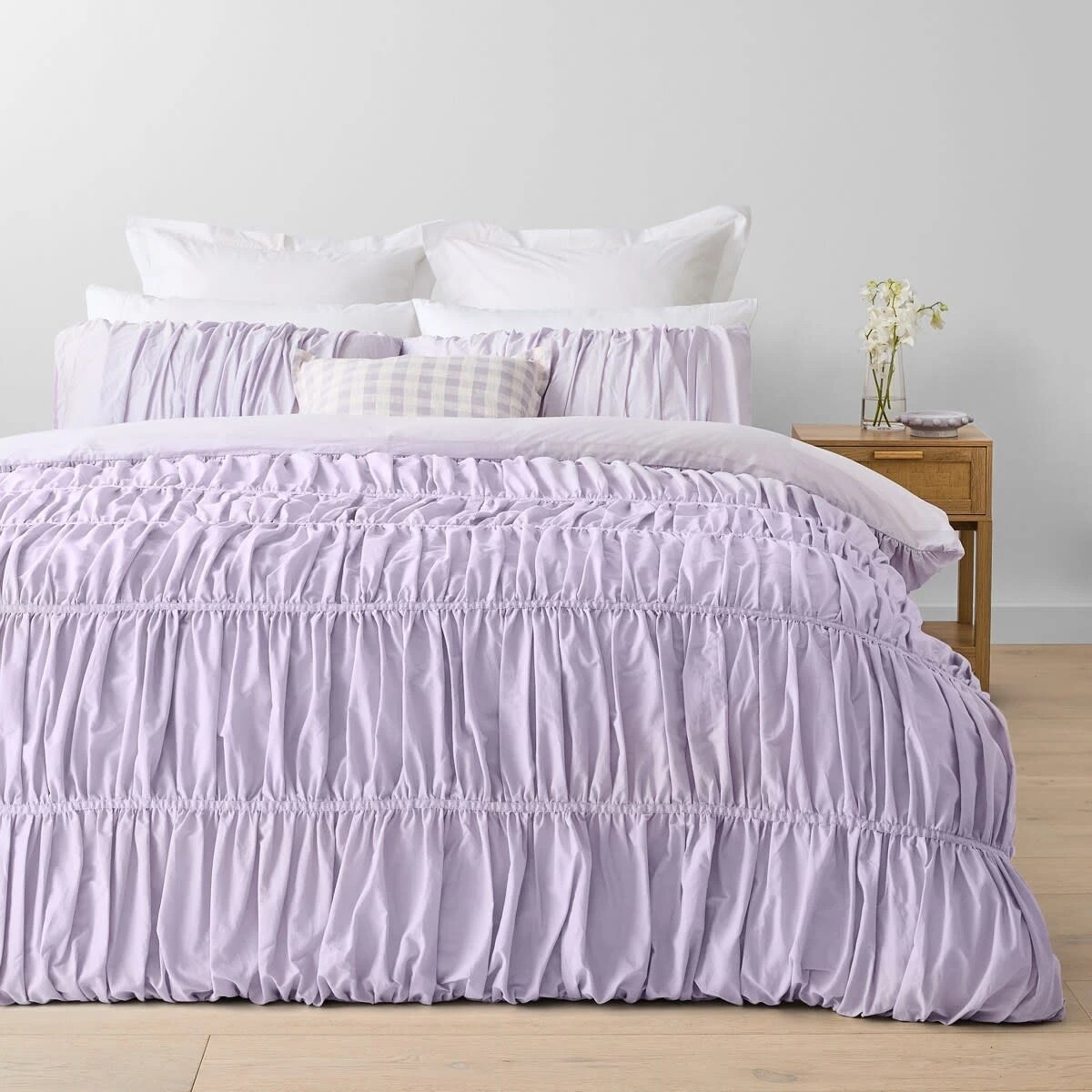 1 Arlo Cotton Quilt Cover Set - Queen Bed, Lilac, 1 of 6