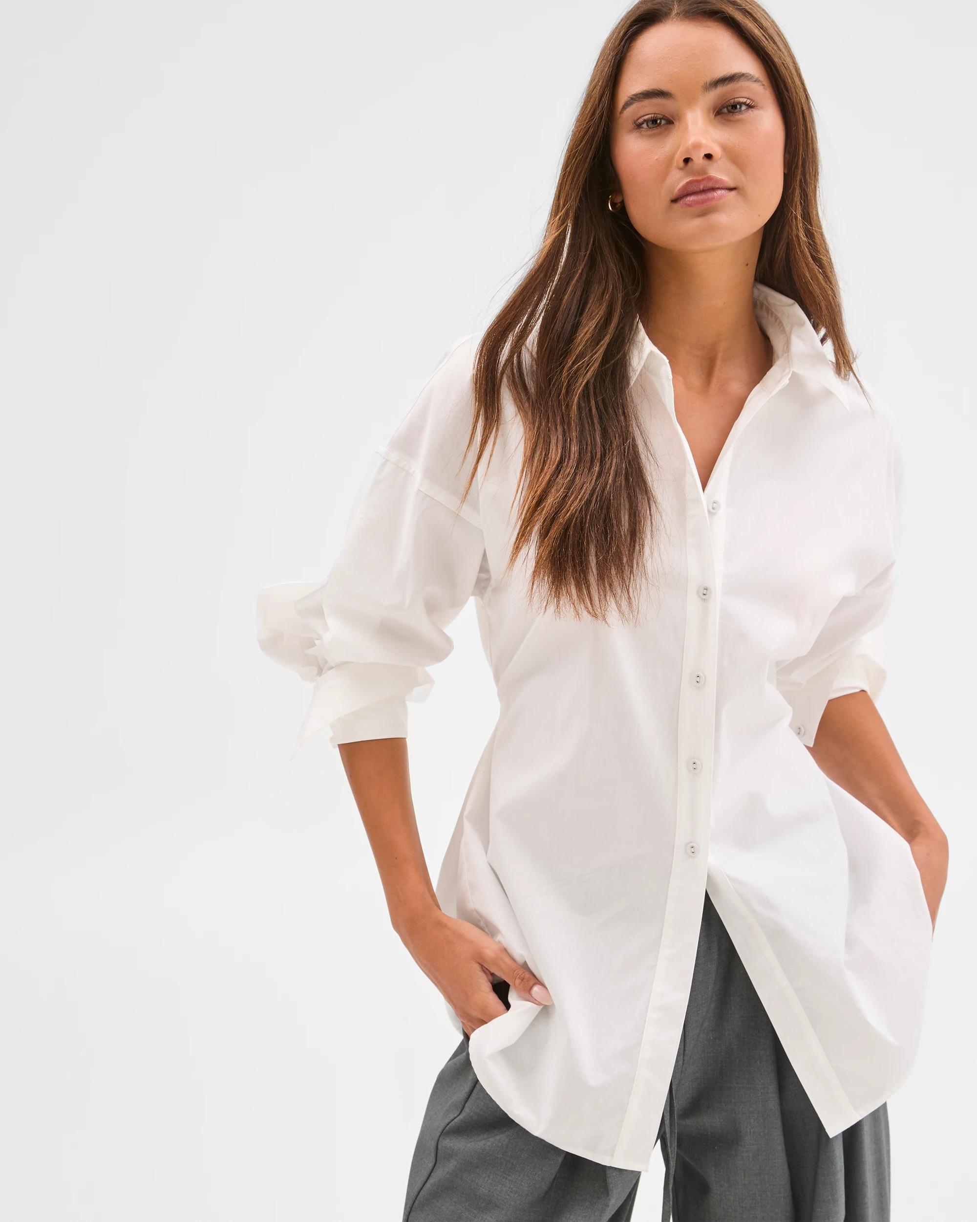 1 Target Lily Loves Australian Cotton Tie Detail Shirt WHITE, 1 of 7