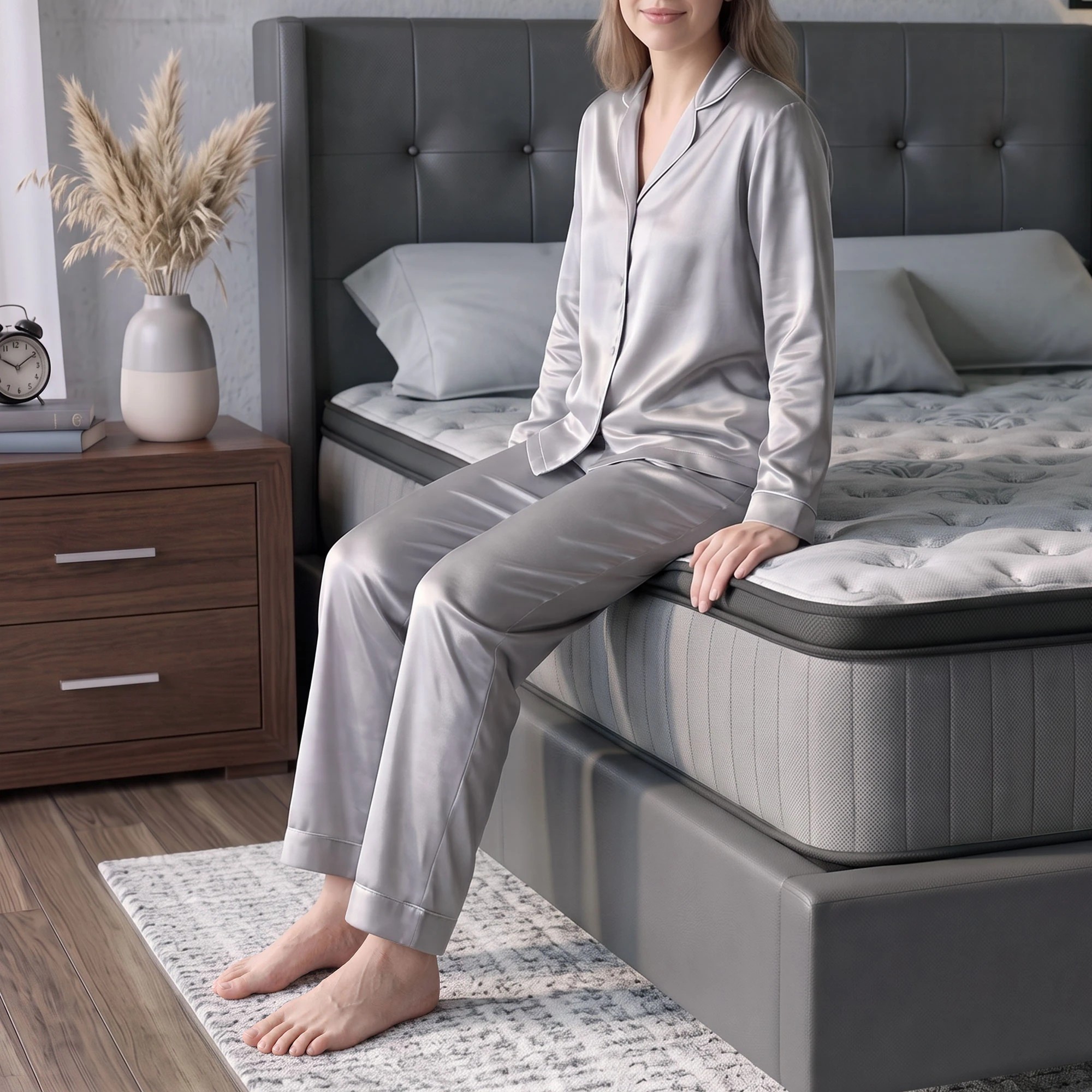 9 Giselle Bedding Mattress 34cm Euro Top 5-Zone Latex Edge Support Pocket Spring - King Bed - Grey, 9 of 10