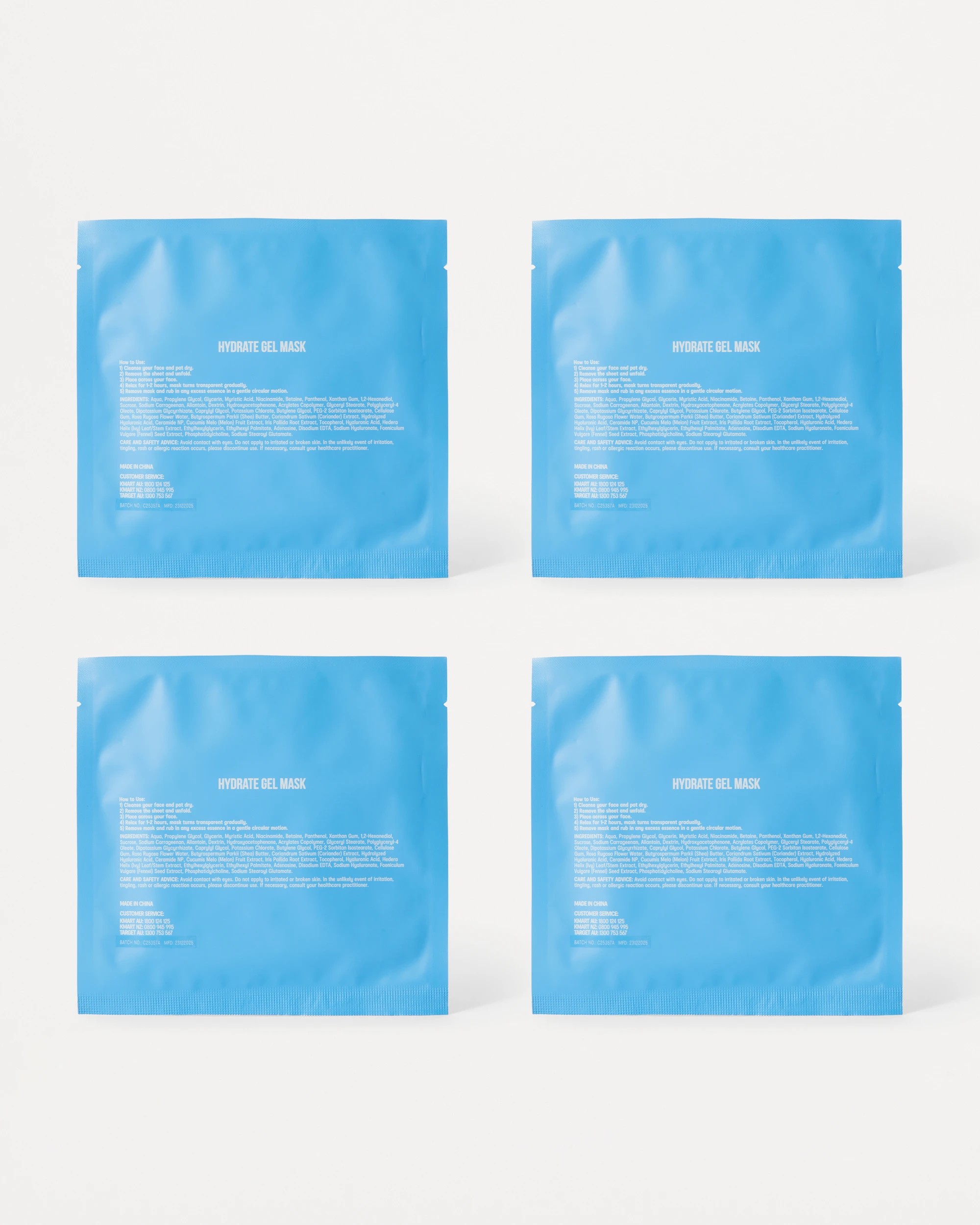 3 OXX Skincare 4 Pack Hydrate Gel Masks - Niacinamide, Low Molecular Hyaluronic Acid Solution, Ceramide and Panthenol, 3 of 4