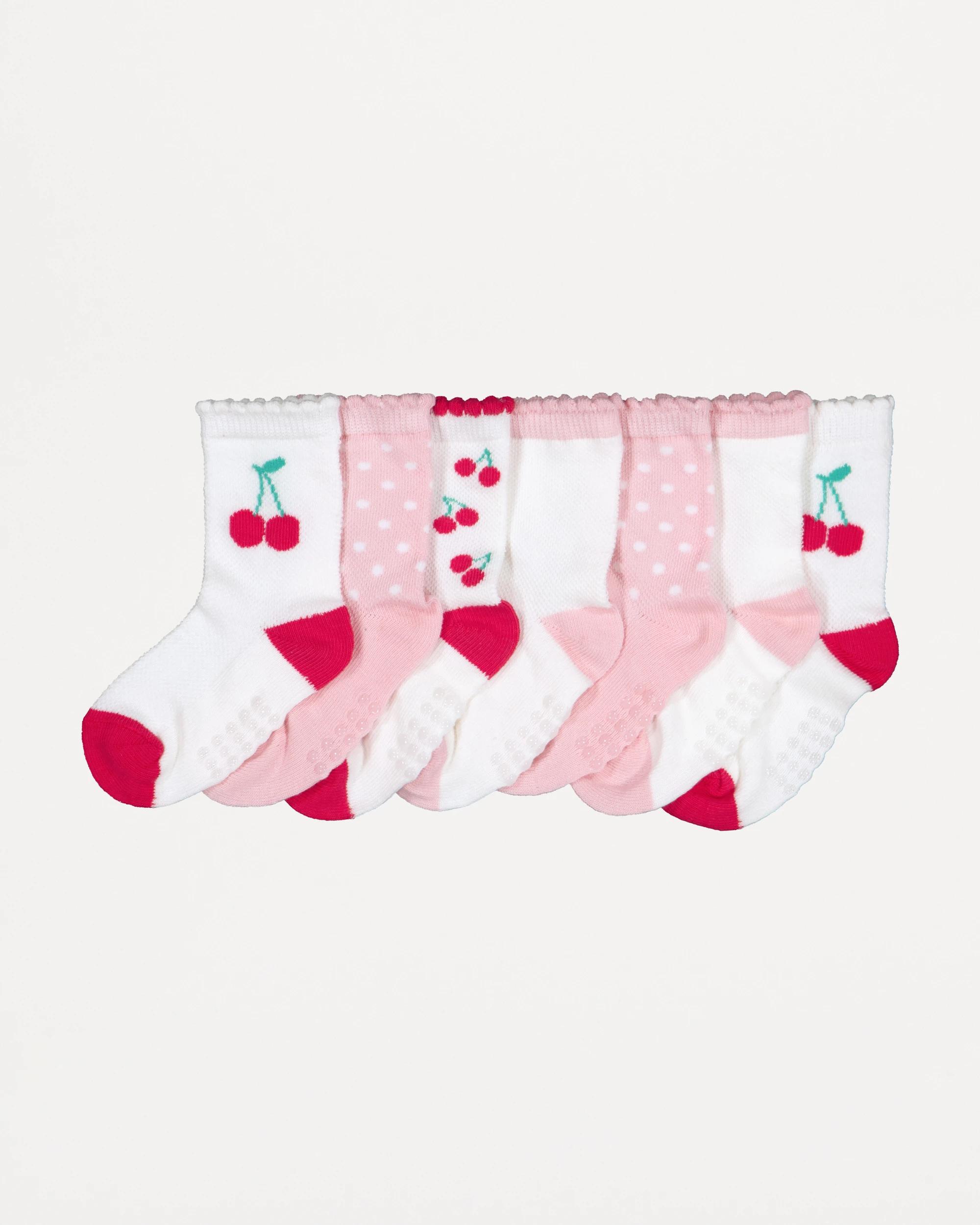 1 7 Pack Summer Crew Socks Cherry, 1 of 3