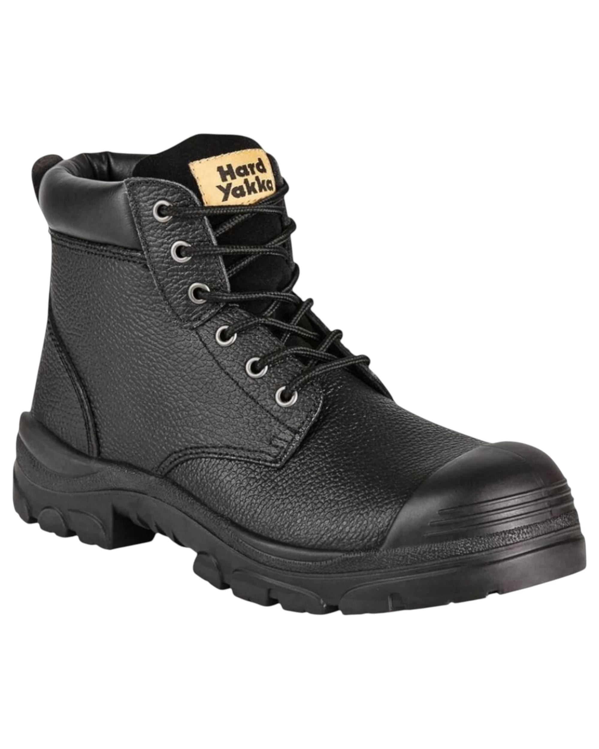 1 Hard Yakka Mens Gravel Lace Boots Lace Leather Industrial Warehousing Boot Black BLACK, 1 of 1