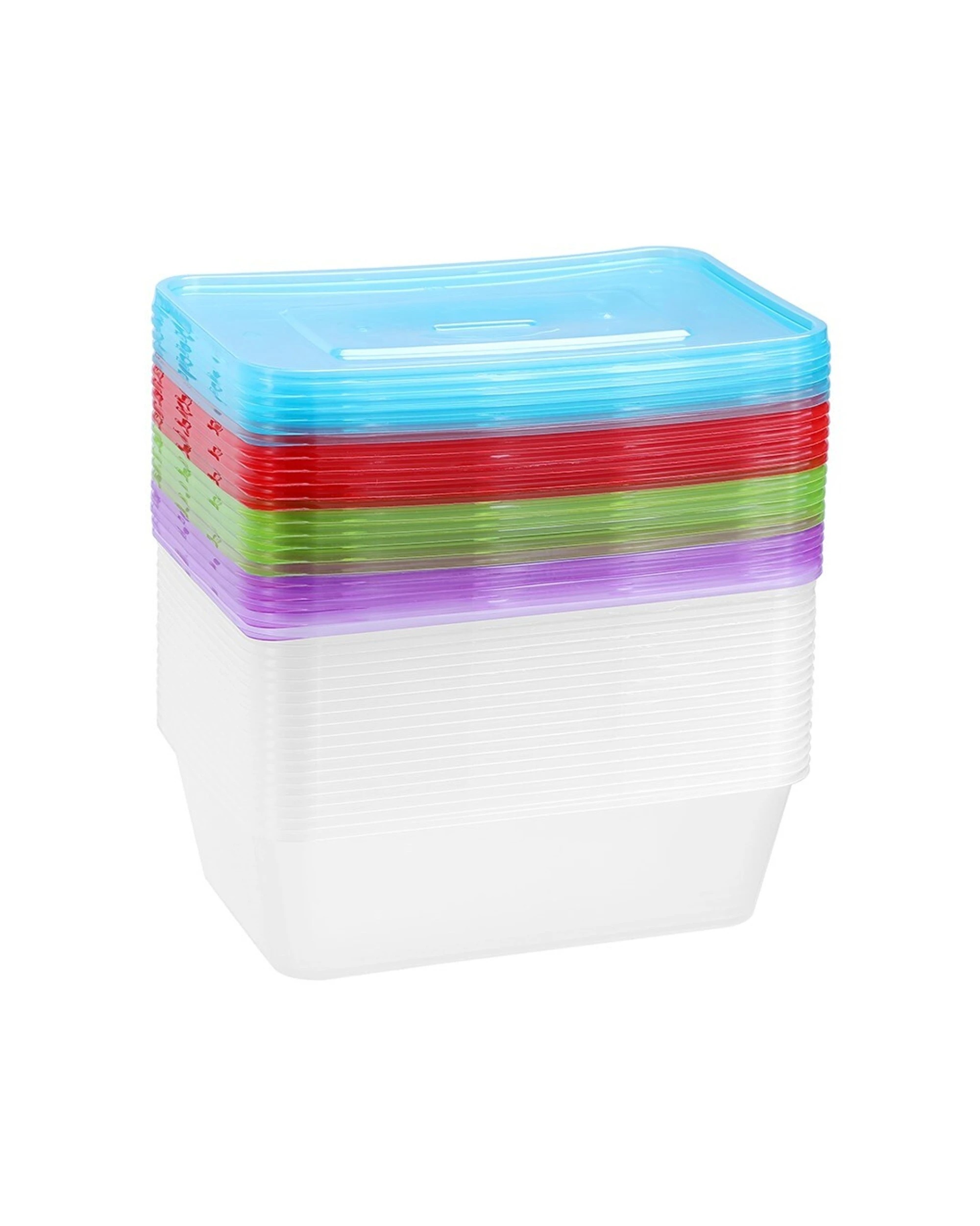 3 20pk Lemon & Lime Rectangle 750ml Reusable Food/meal Container W/ Coloured Lids
 - Multi, 3 of 8