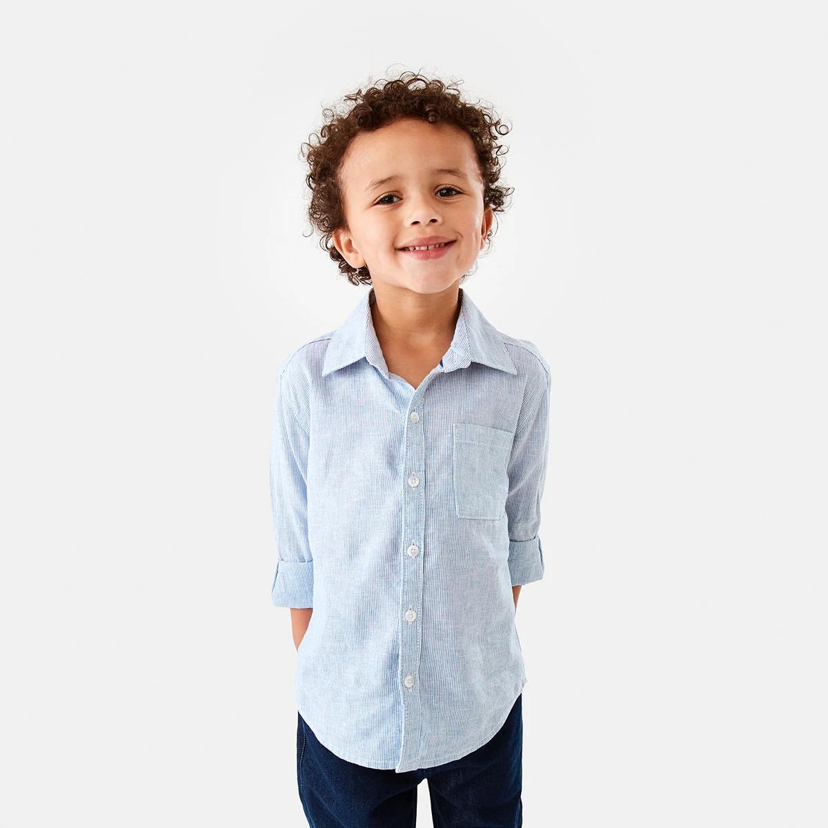1 Long Sleeve Linen Shirt Stripe, 1 of 9