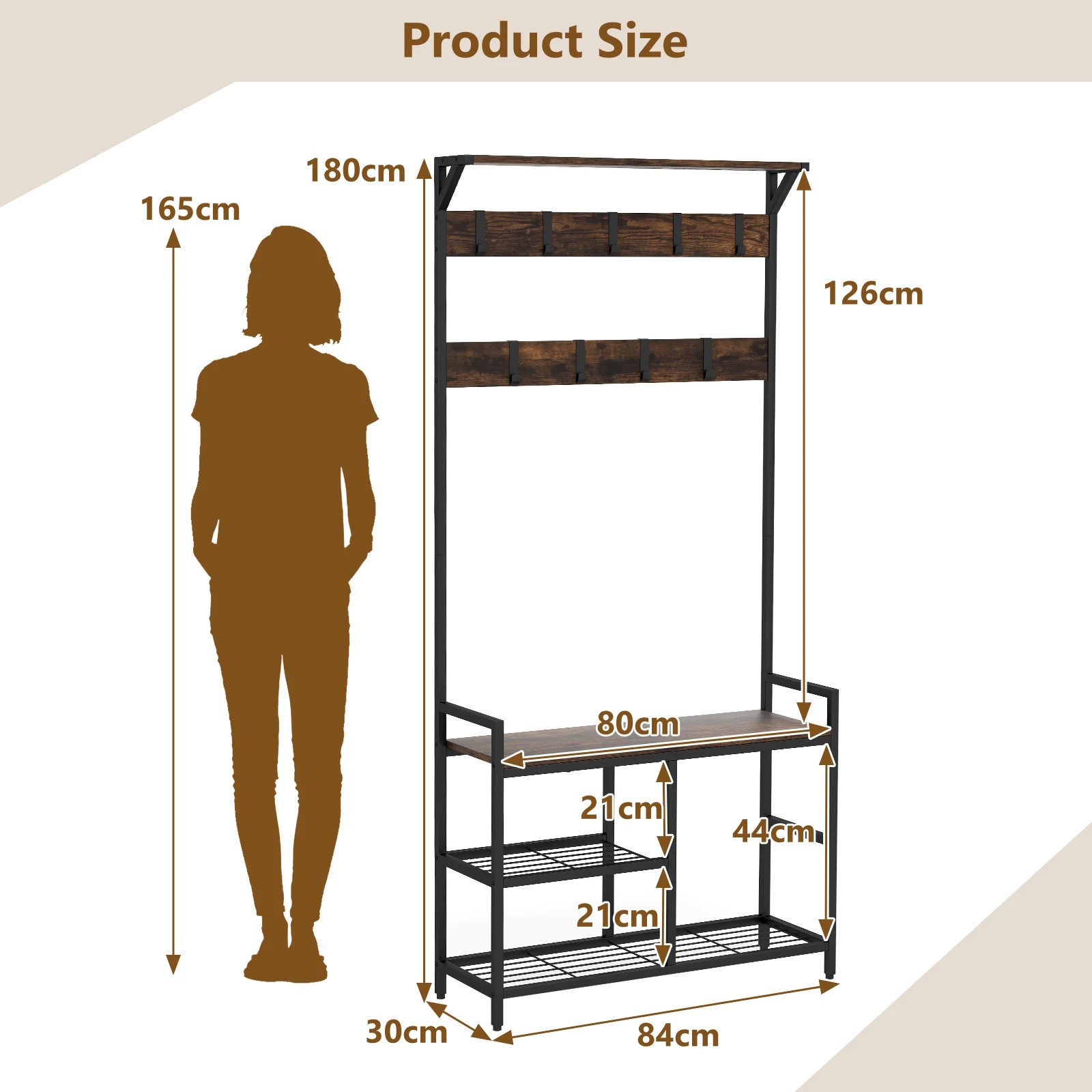4 Costway 3-in-1 Coat Rack Clothes Stand Storage Rack Garment w/Shoe Bench, 4 of 10
