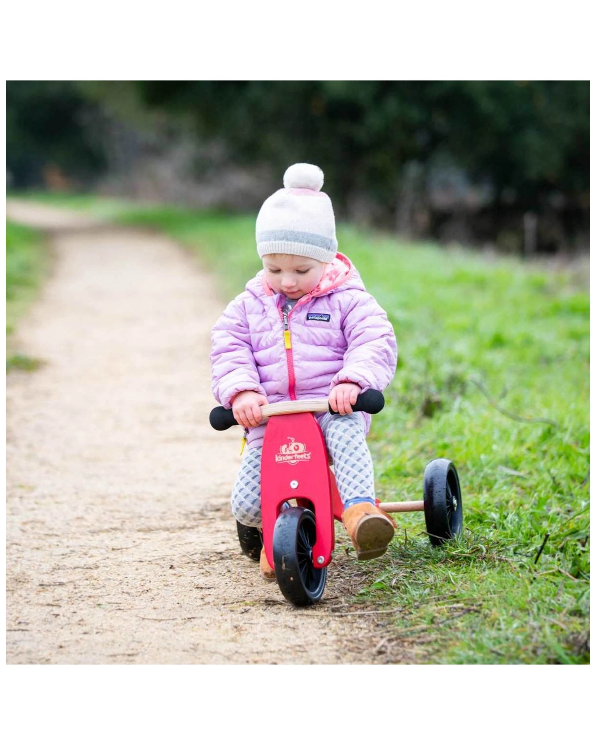 2 Kinderfeets Tiny Tot Wooden Balance Bike Kids Ride On Toy Cherry Red 12 To 24 Months - Red, 2 of 7