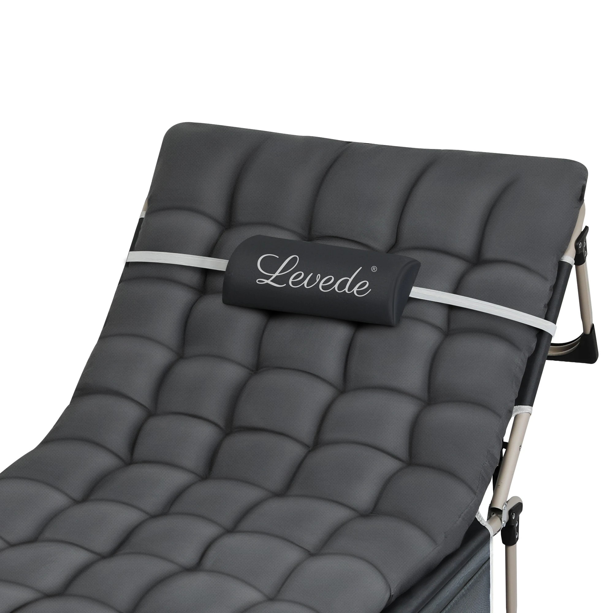 6 Levede Folding Bed 4 Positions Adjustable Portable Lounge - Grey, 6 of 9