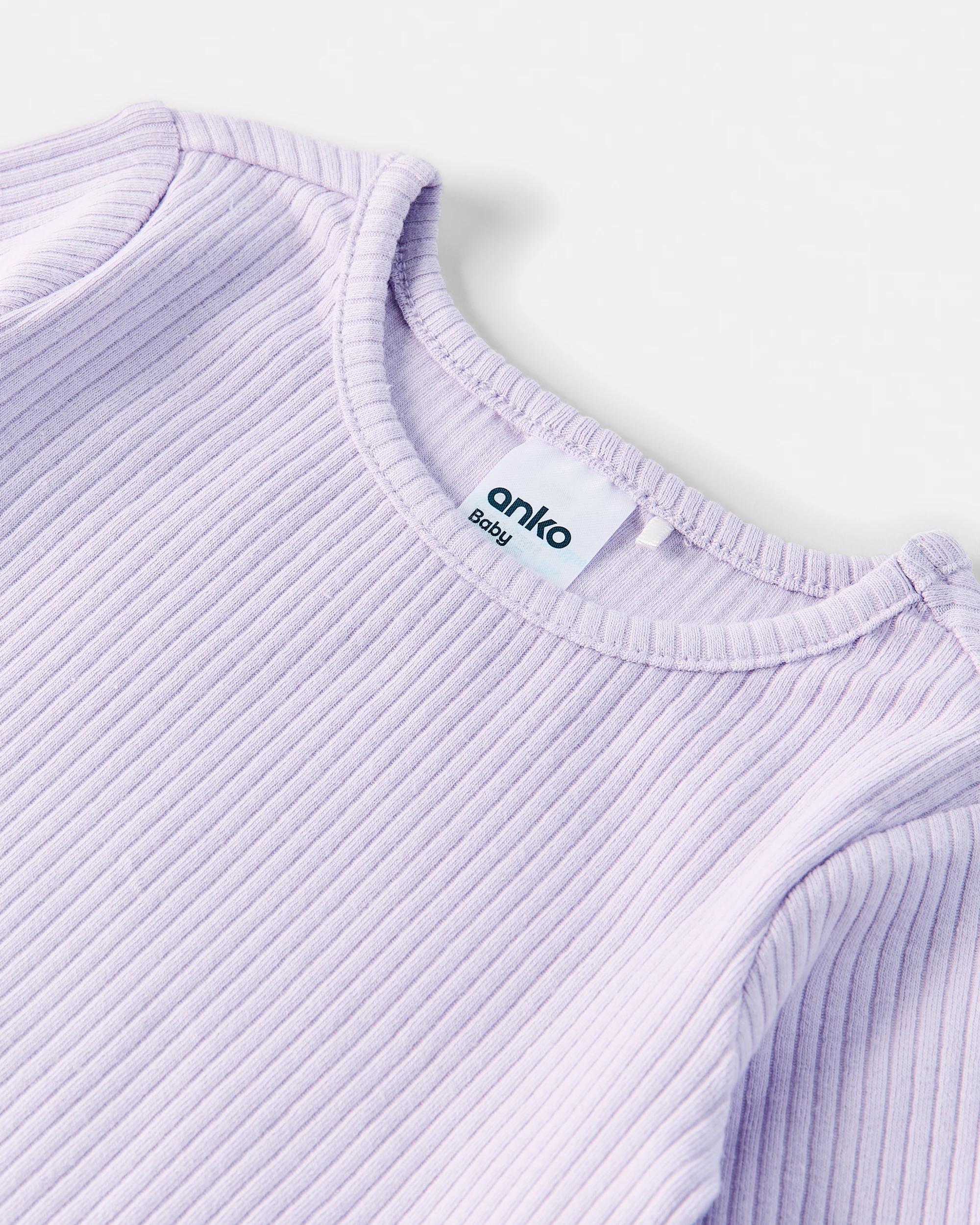 7 3 Pack Cotton Long Sleeve Ribbed T-shirt Lilc Flrl, 7 of 8