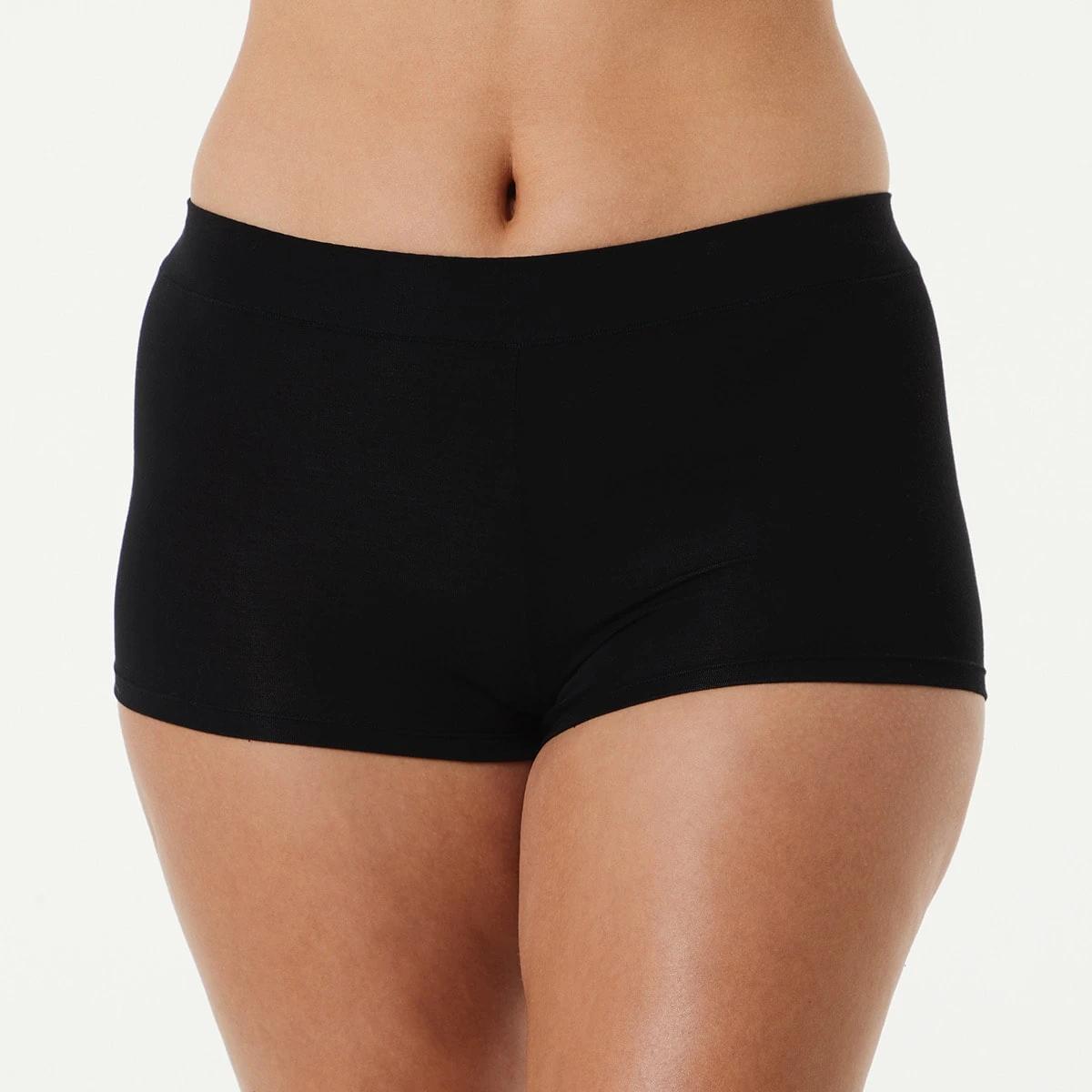 3 3 Pack Bamboo Blend Boyshort Briefs BLACK, 3 of 6