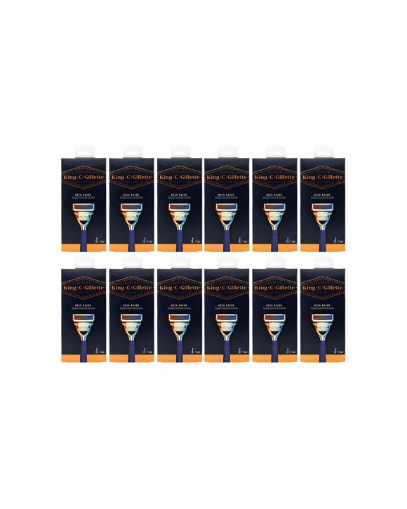 King. C. Gillette 12PK Neck Razor For Neck And Cheeks with Refill - Blue