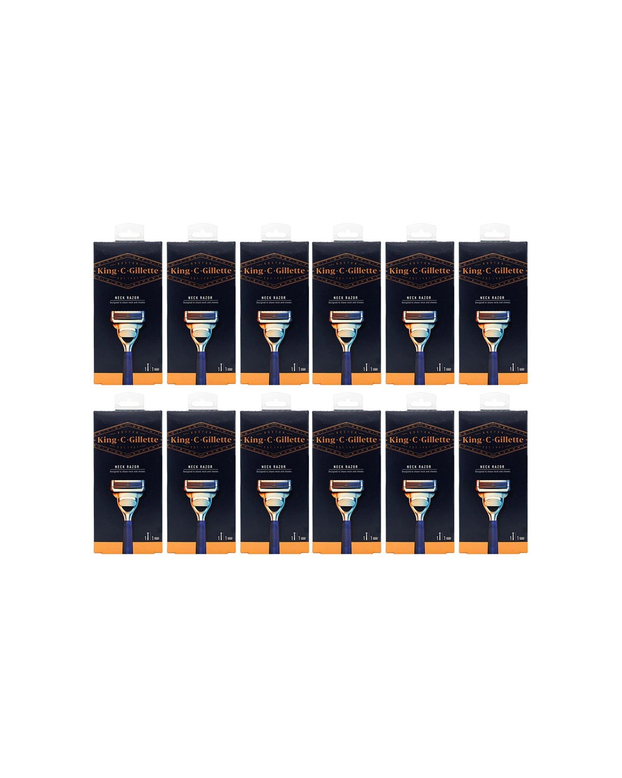 1 King. C. Gillette 12PK Neck Razor For Neck And Cheeks with Refill - Blue, 1 of 5