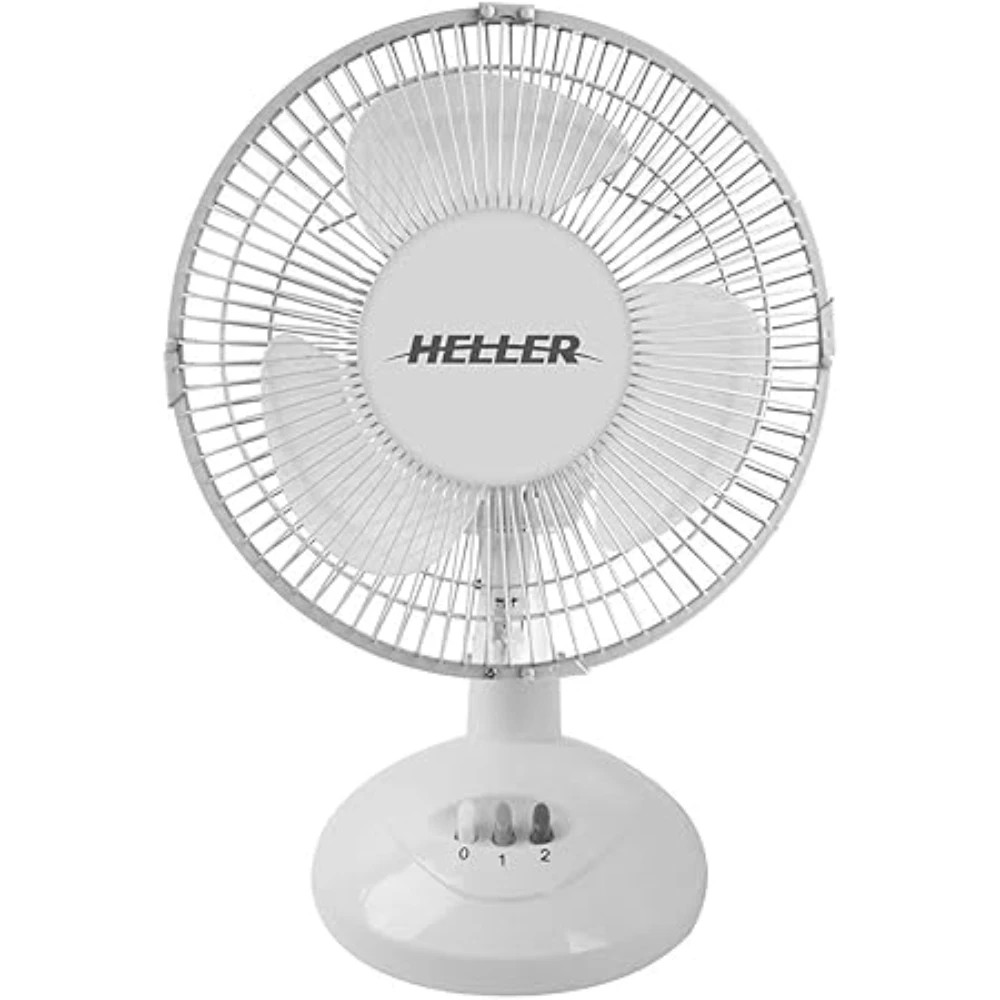 1 Heller 23cm Desk Fan- 2-Speed, Oscillation/Tilt Adjustment - White, 1 of 1