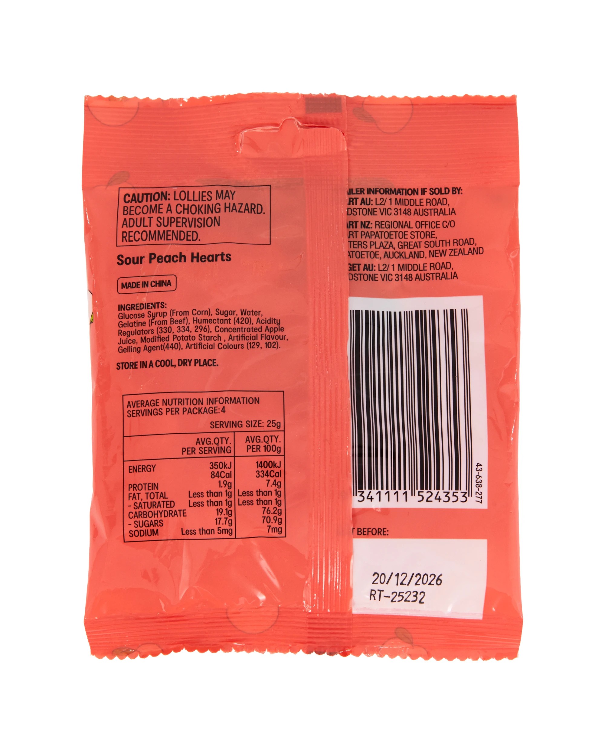 3 Sour Peach Hearts 110g, 3 of 3